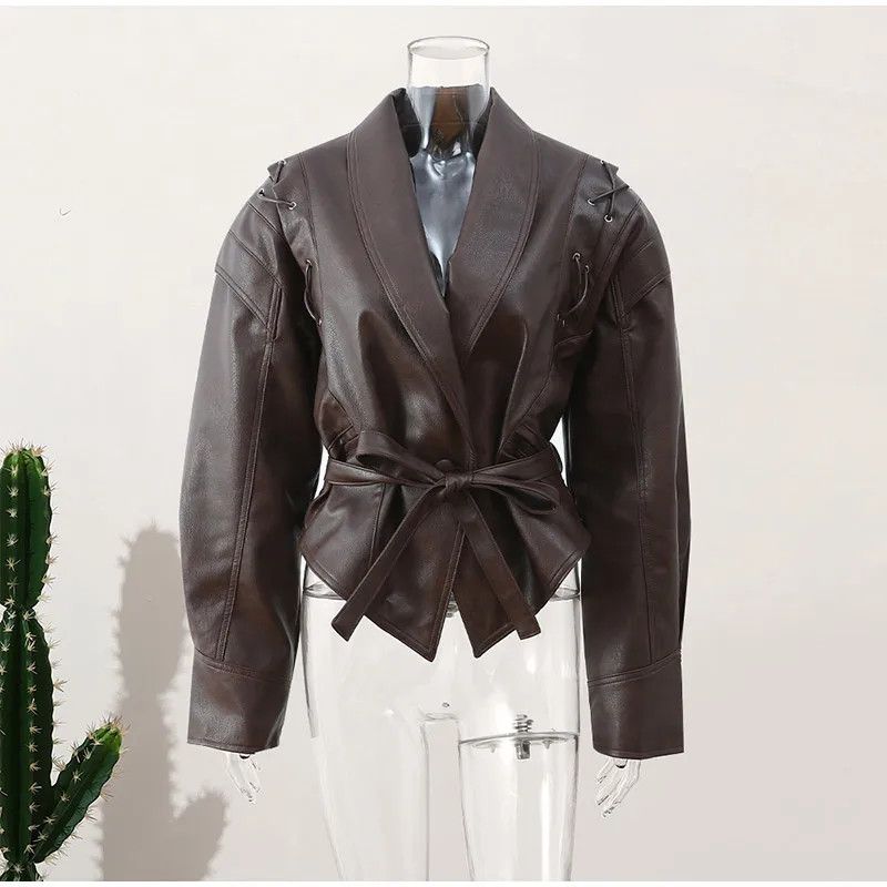 Japanese Brand × Leather Vintage Solid Lace-up Jacket Size L / US 10 / IT 46 - 8 Thumbnail