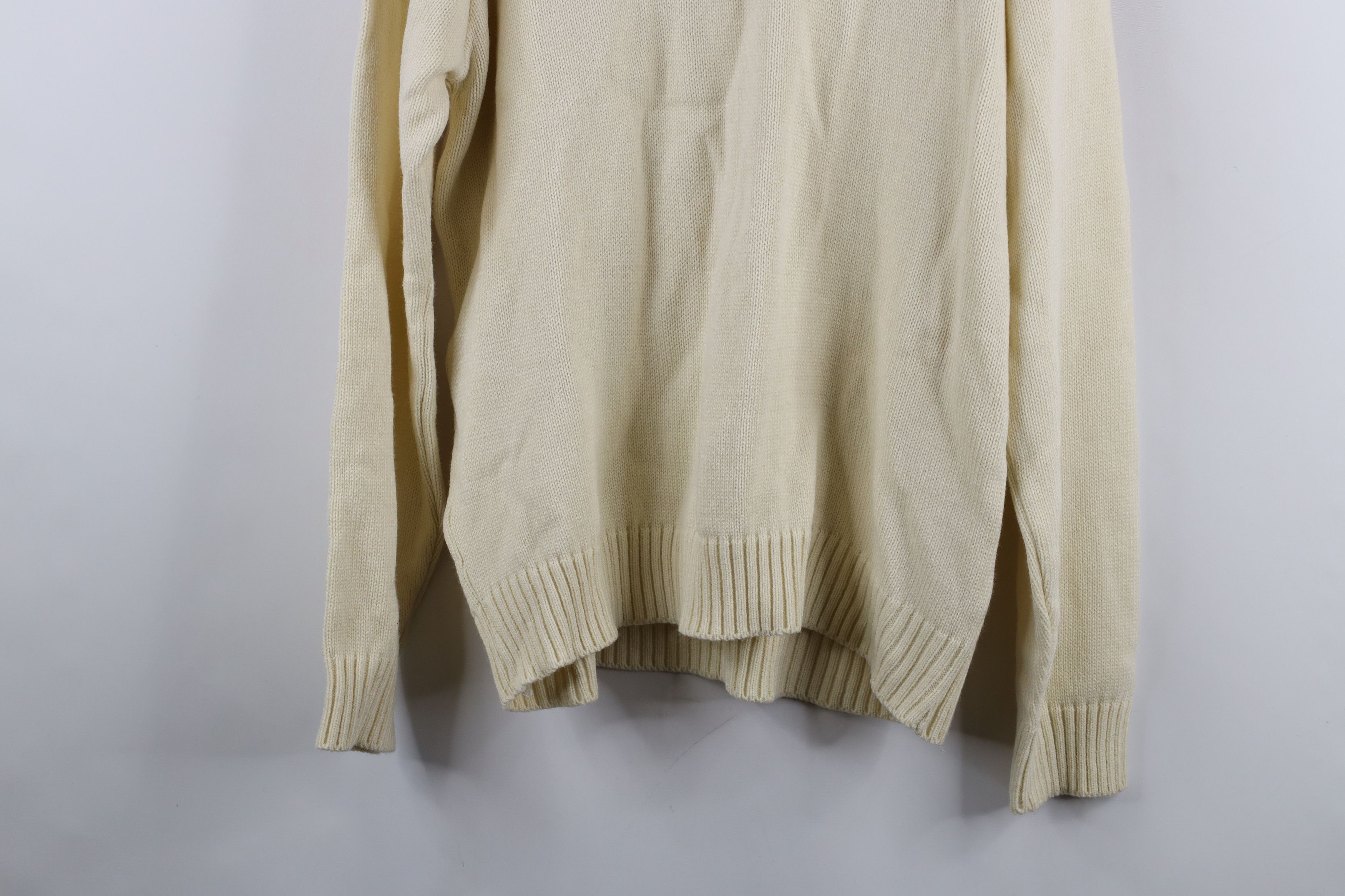 Vintage Vintage 90s Streetwear Ribbed Cable Knit Sweater Beige Size L / US 10 / IT 46 - 10 Thumbnail
