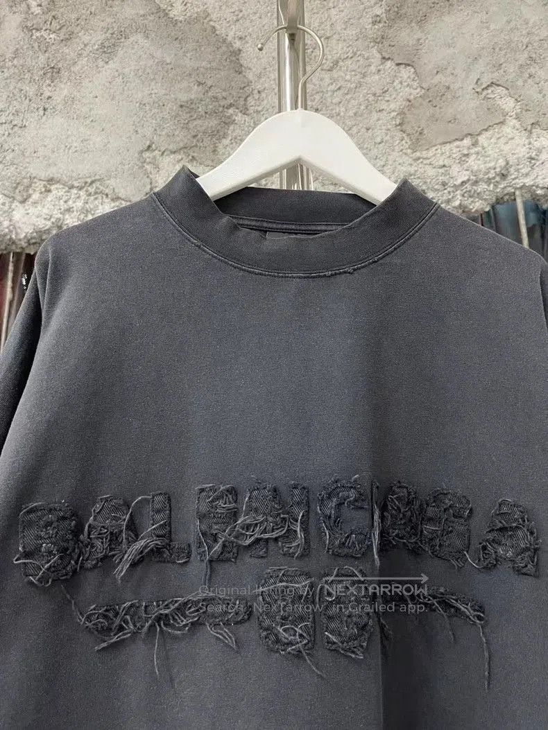 Balenciaga Balenciaga Black Distressed Patch Letter Sweatshirt. Size US S / EU 44-46 / 1 - 4 Thumbnail