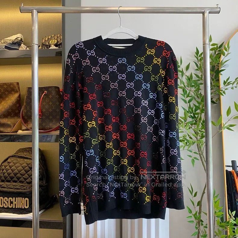 Gucci Gucci Colourful rhinestone old flower wool knitted sweatsh Size US M / EU 48-50 / 2 - 1 Thumbnail