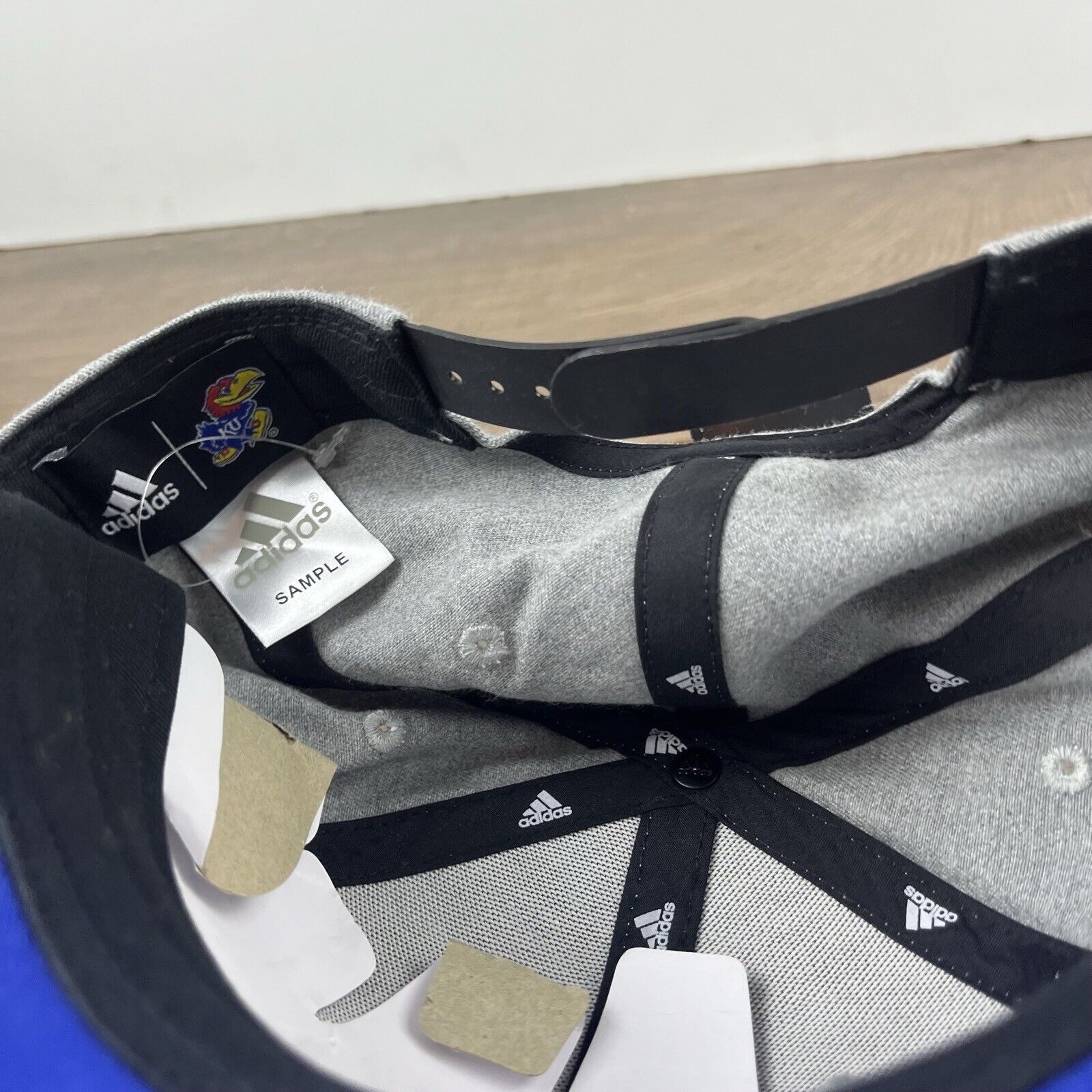 Adidas Kansas Jayhawks Hat Adidas Three Stripe Hat Gray Cap Adjusta Size ONE SIZE - 15 Thumbnail