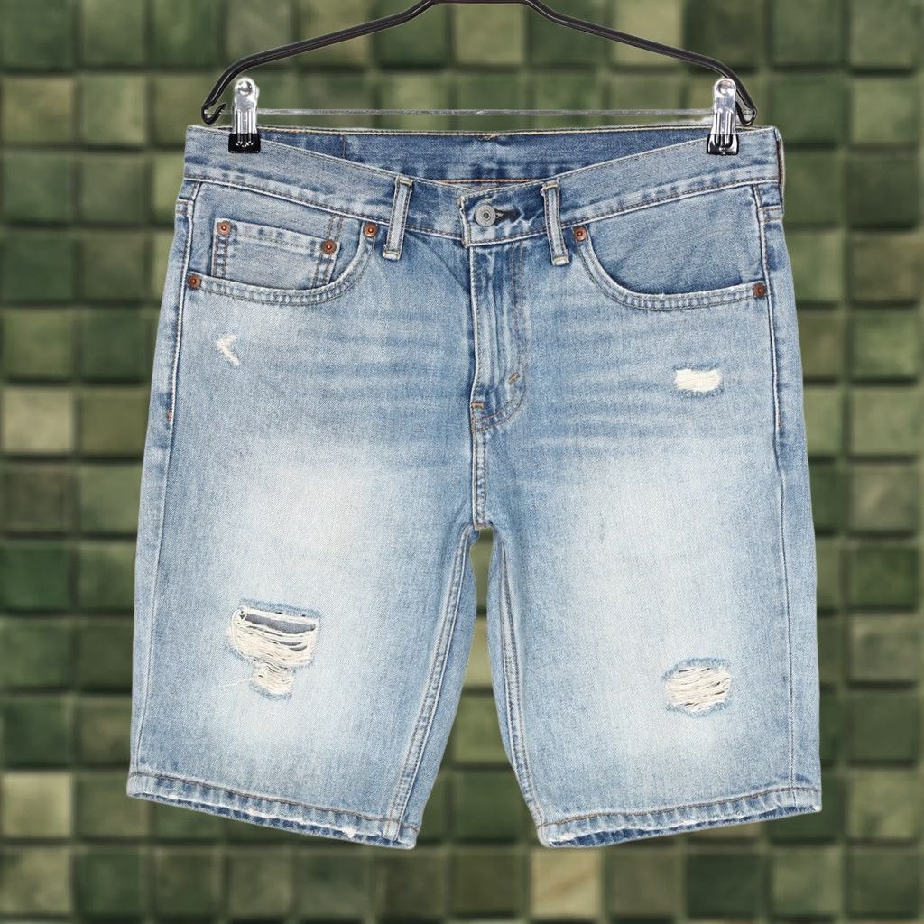 Levi's LEVI’S 511 Slim Fit Distressed Denim Shorts Men 31 Blue Bermuda Waist 31 in 5-Pocket DK6350 Size US 31 - 1 Thumbnail