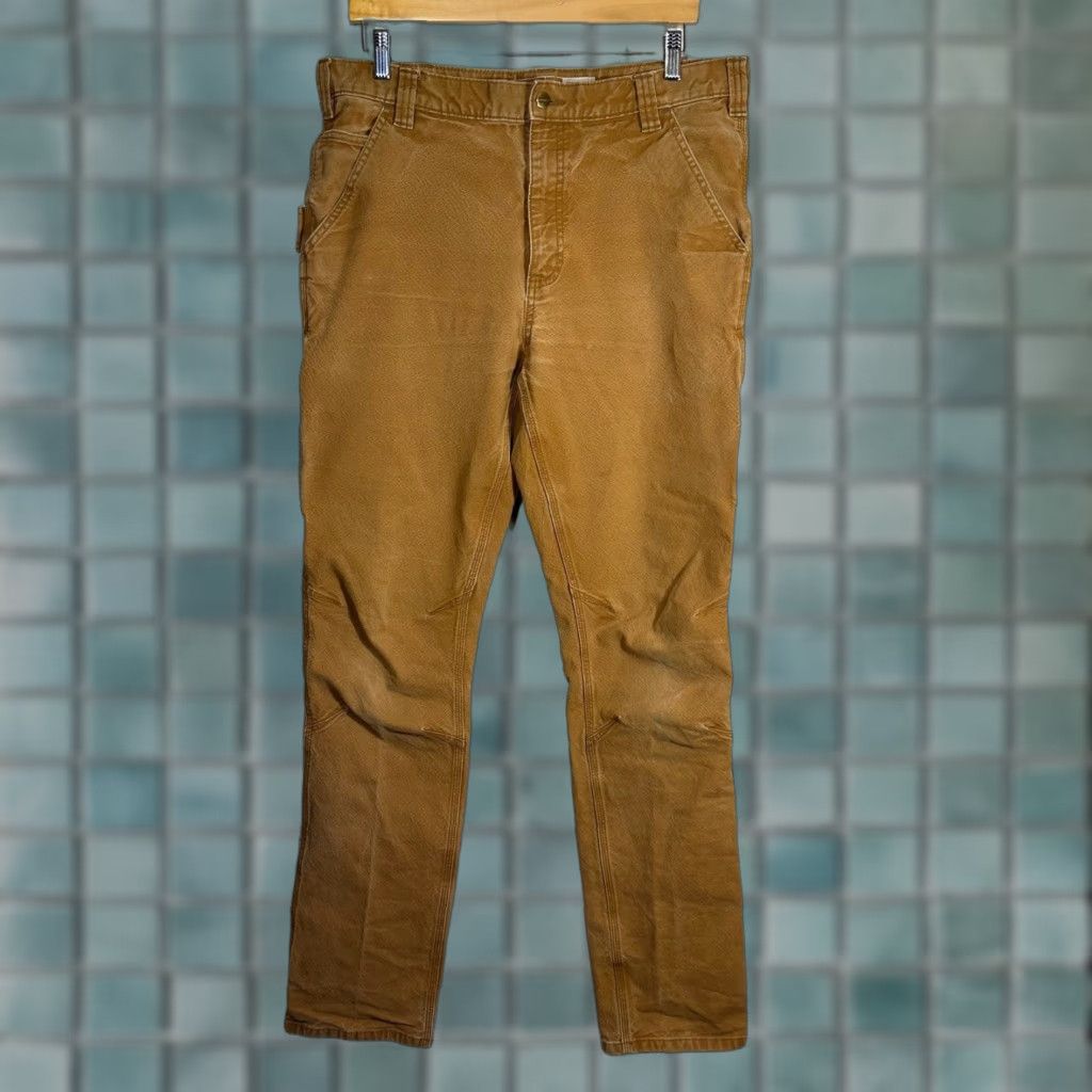 Carhartt VINTAGE Carhartt Mens Double Front Duck Canvas Carpenter Work Pants Brown 36x36 BN3339-M Size US 36 / EU 52 - 1 Thumbnail