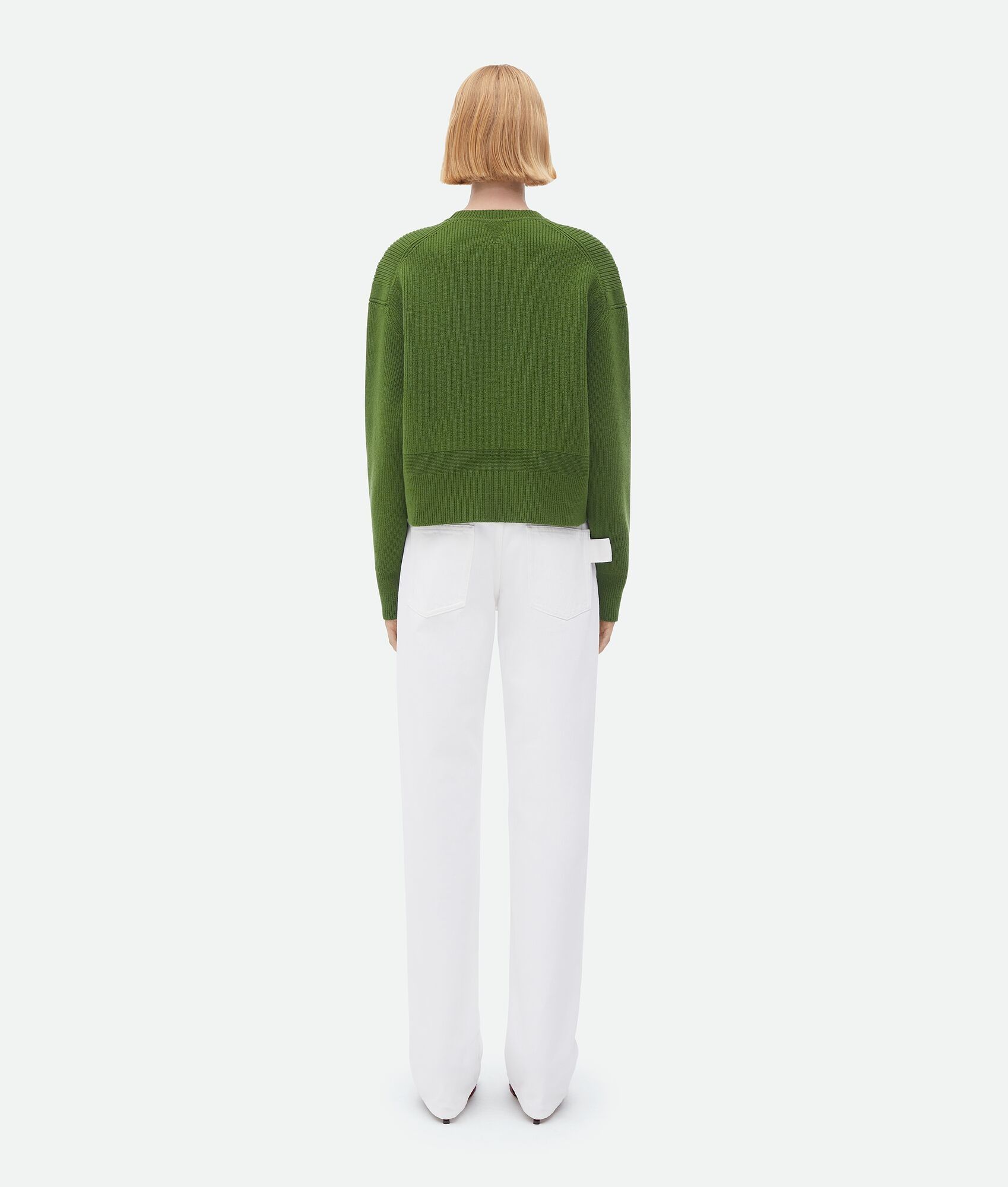 Bottega Veneta o1w1db10825 English Rib Cashmere Jumper in Green Size S / US 4 / IT 40 - 3 Thumbnail