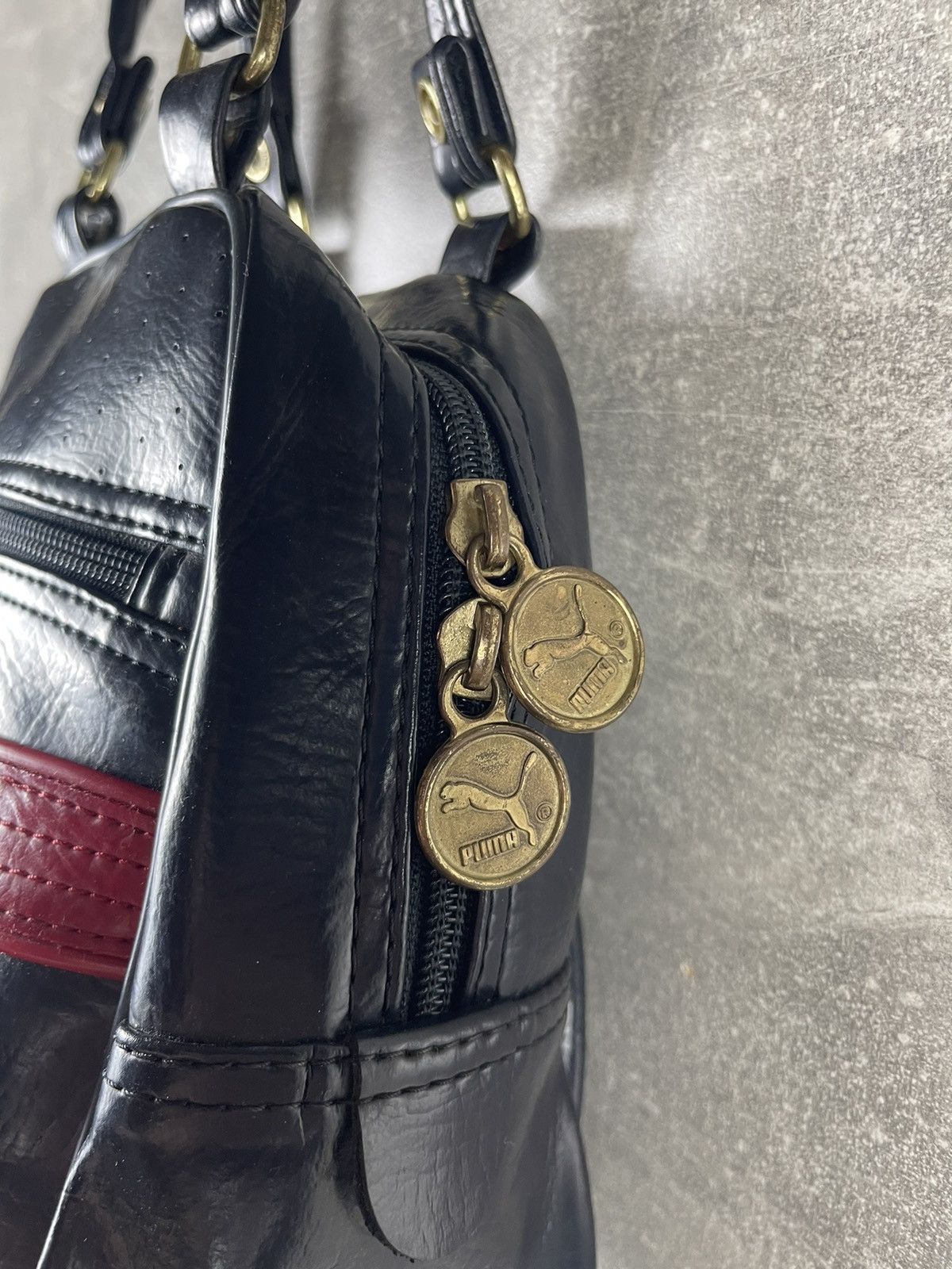 Puma Vintage Puma Mini Boston Bag Black Faux Leather Handbag Size ONE SIZE - 8 Thumbnail