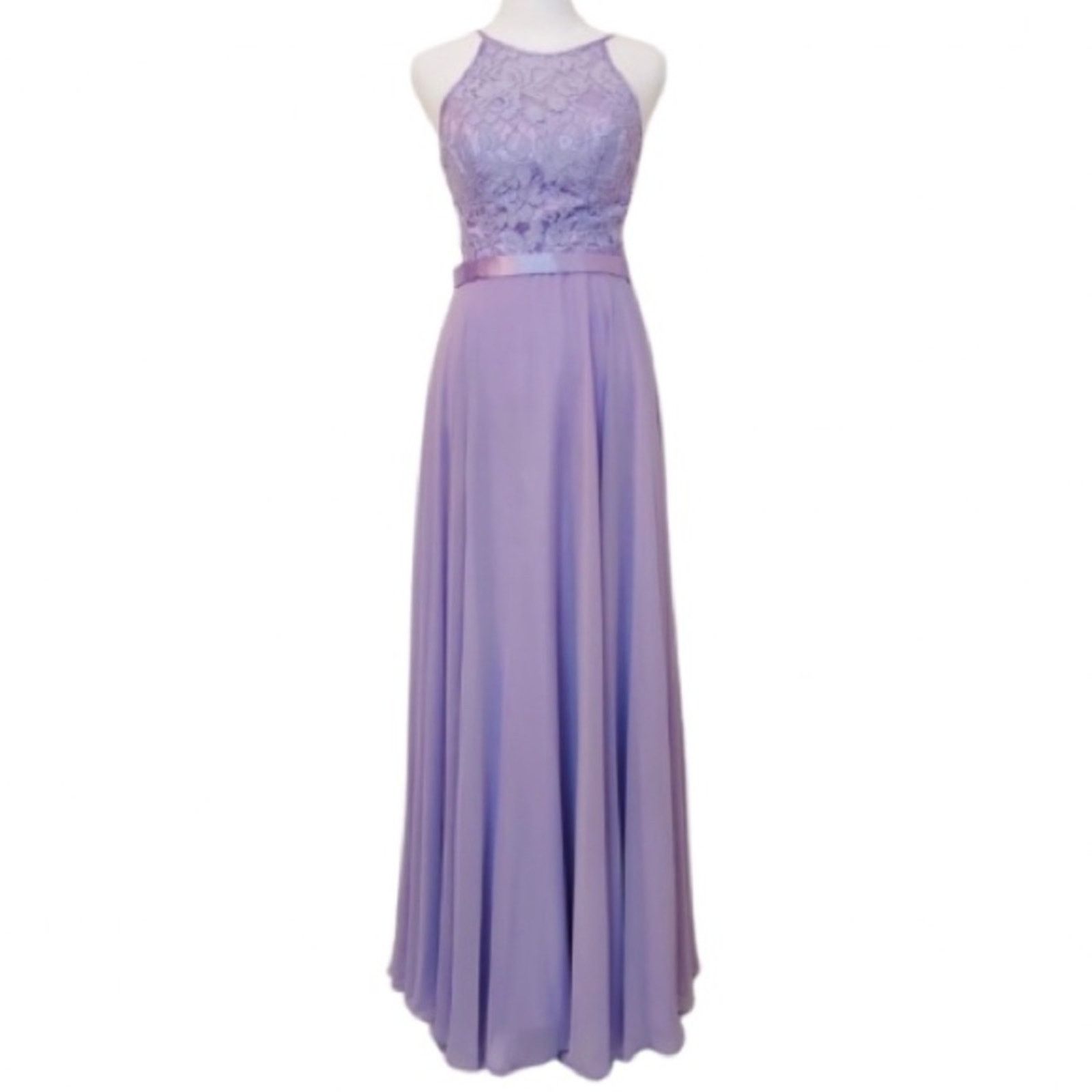 EVA Lavender Purple Chiffon Lace Full Length Formal Dress