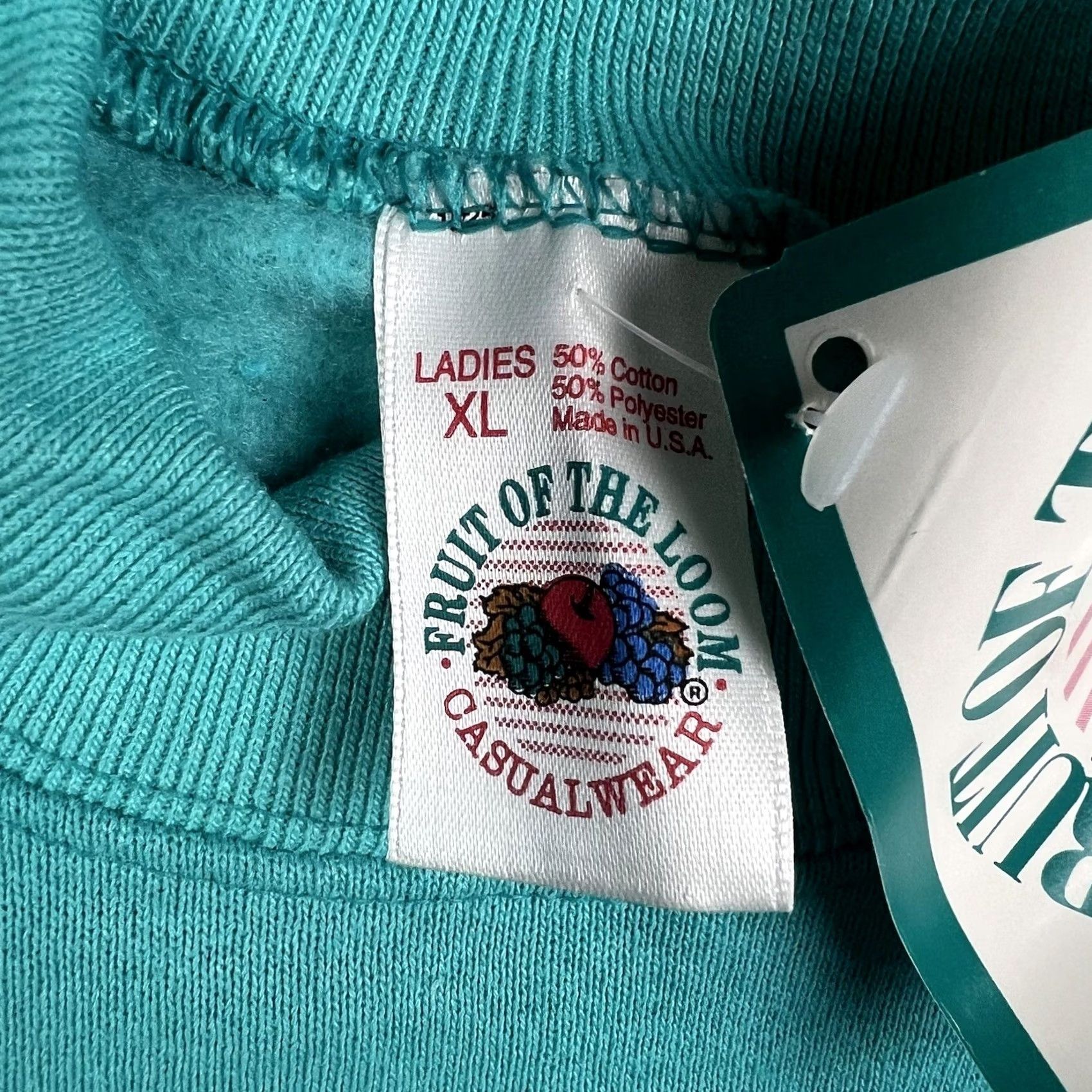 Fruit Of The Loom VINTAGE Fruit of the Loom Raglan Mockneck Sweatshirt Womens XL Teal Size XL / US 12-14 / IT 48-50 - 2 Thumbnail