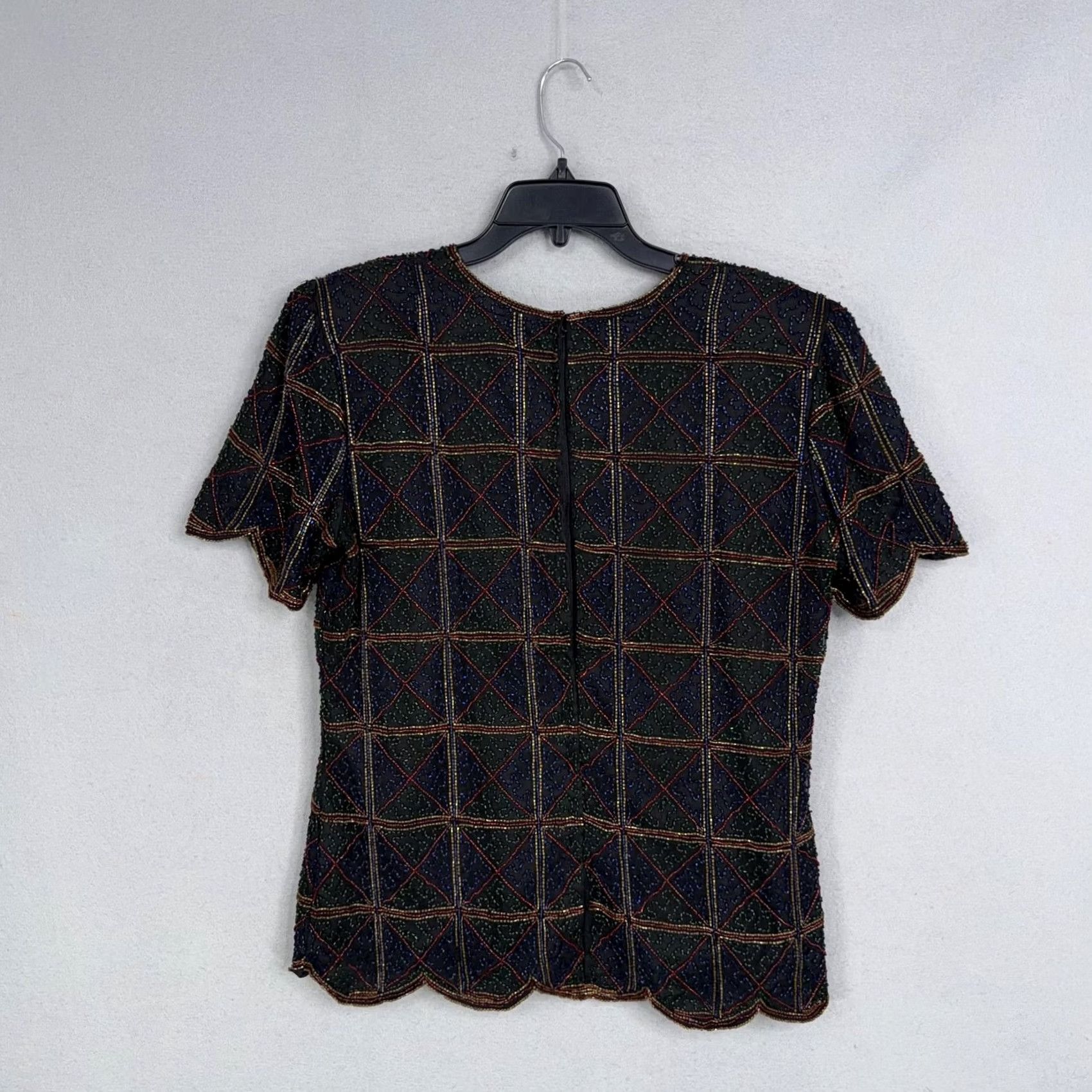 Vintage VINTAGE Stenay Blouse Womens Large Beaded Silk Short Sleeve Party Top Size L / US 10 / IT 46 - 5 Thumbnail