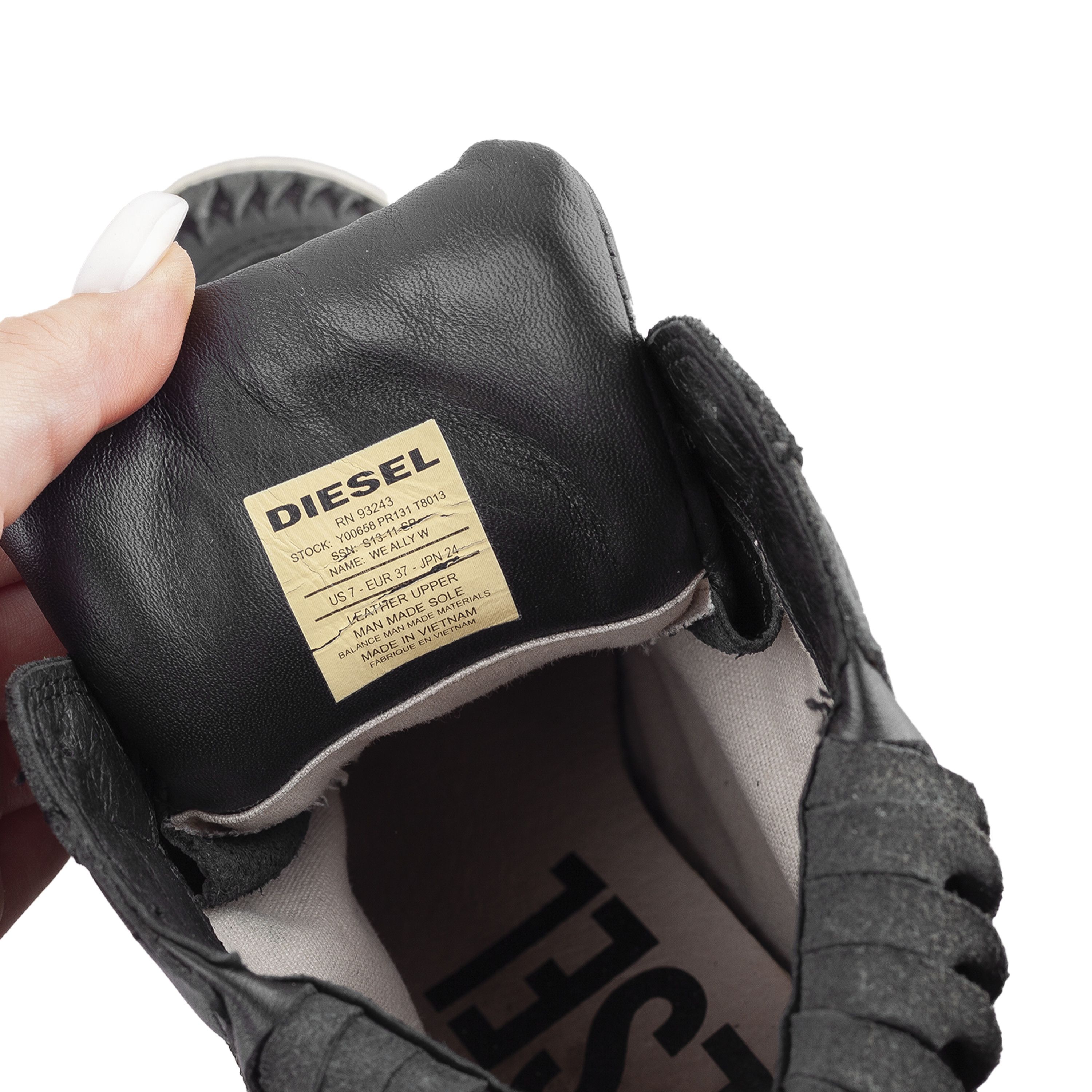 Diesel Diesel Black Leather Vintage Wedge Sneakers (37 EU) Size US 6 / IT 36 - 10 Thumbnail