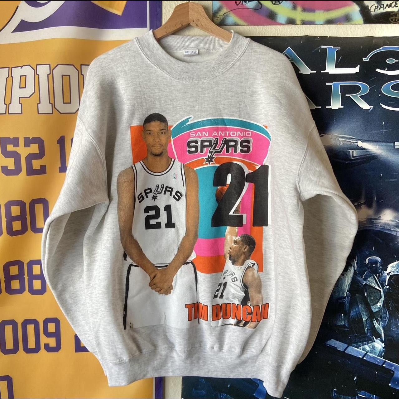 Image of Vintage 90’S Nba San Antonio Spurs Tim Duncan Crewneck in Grey, Men's (Size XL)