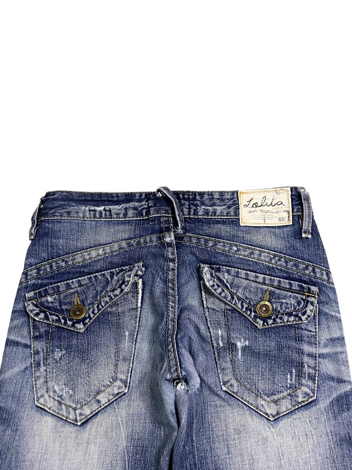 Hysteric Glamour Vintage Lolita Faded Distressed Low Rise Flare Jeans Size 32" / US 10 / IT 46 - 4 Thumbnail