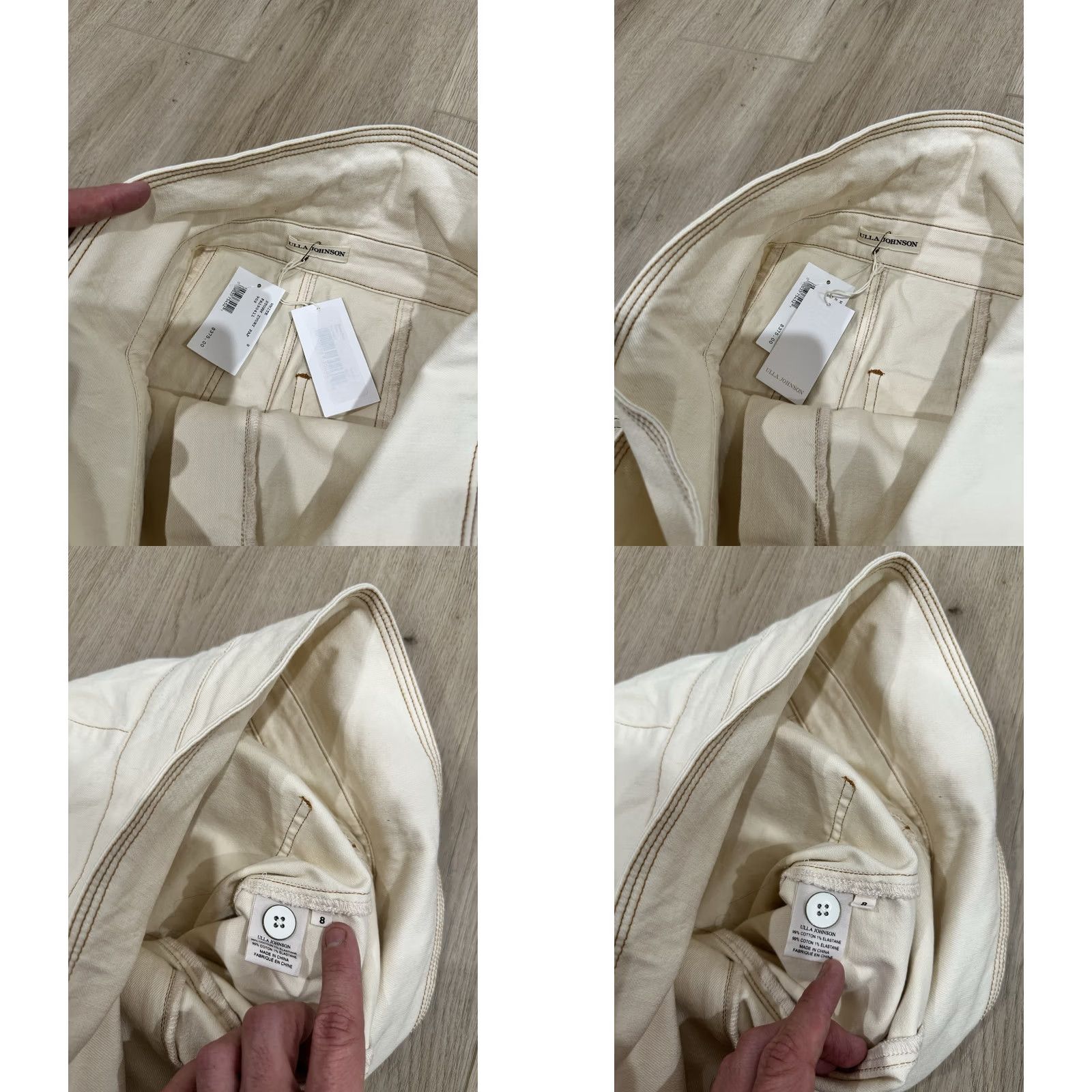 Ulla Johnson NWT Ulla Johnson Storm Barrel Jeans Sz 8 Tie Waist Baggy Tapered High Rise Ivory Size 30" / US 8 / IT 44 - 8 Thumbnail
