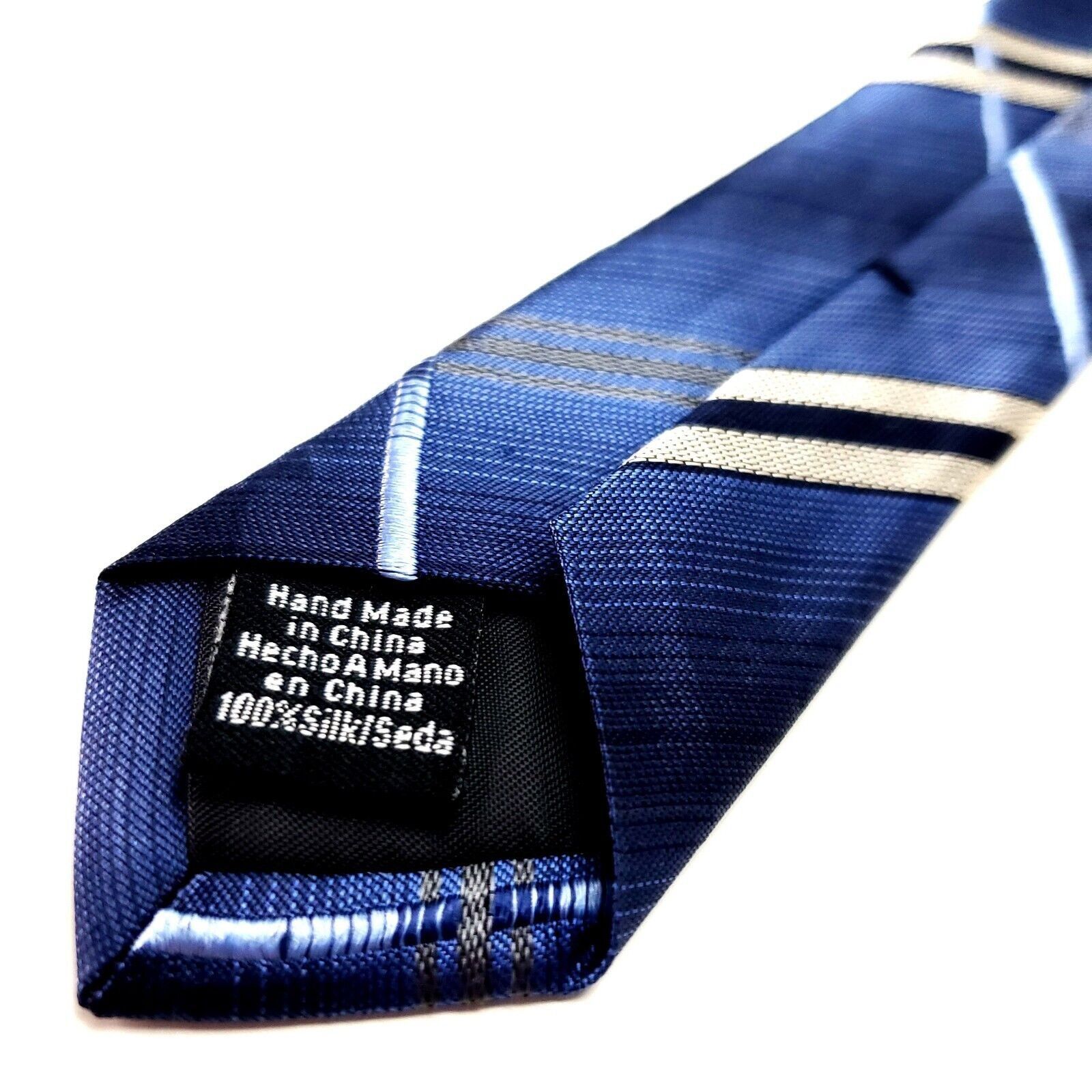 Van Heusen Van Heusen Blue Silk Tie Woven Gingham Plaid Stain Resistant Size ONE SIZE - 5 Thumbnail