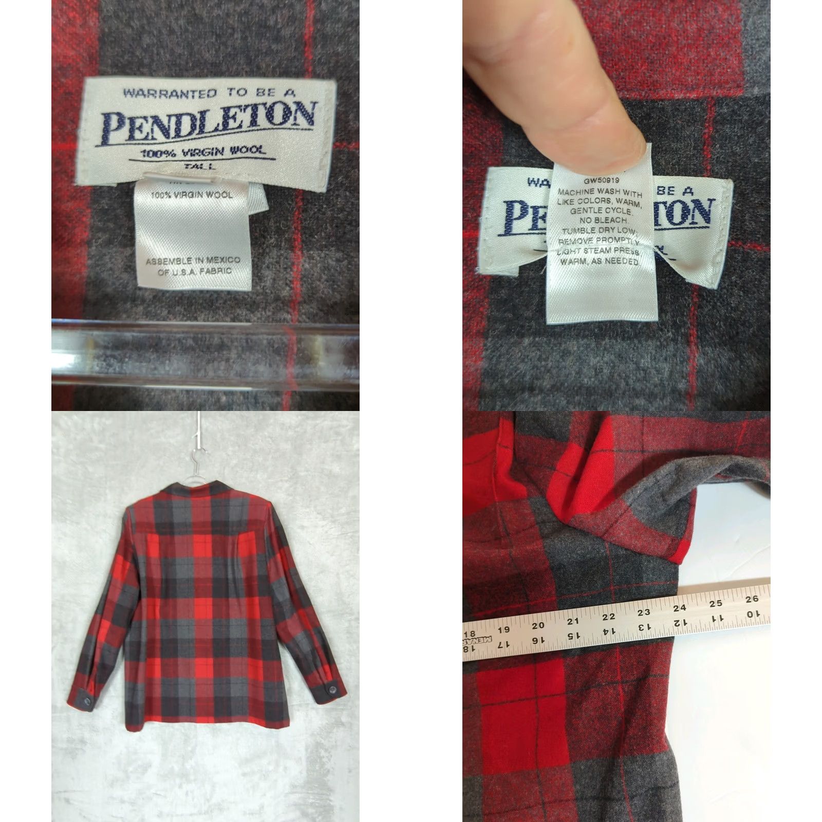 Pendleton VINTAGE Pendleton 49er Wool Shirt Jacket Shacket Red/Gray Plaid Women L Tall Blazer Size L / US 10 / IT 46 - 8 Thumbnail