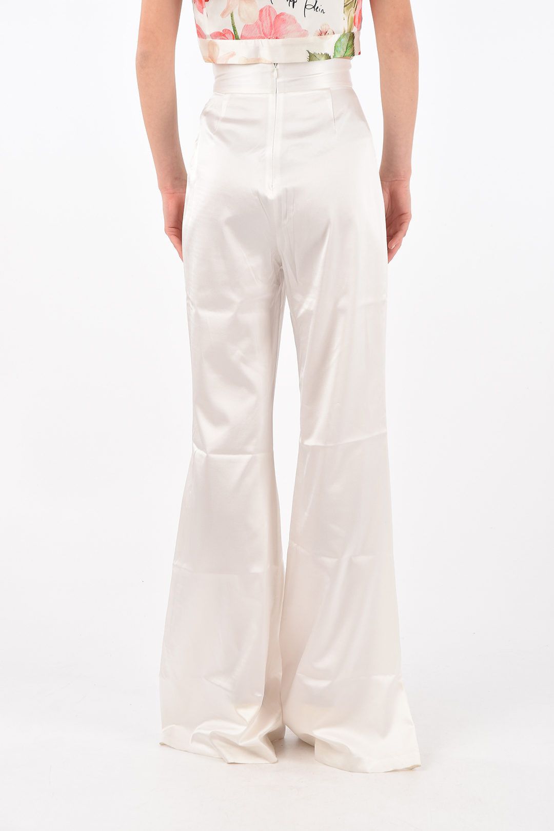 Philipp Plein og1mm0824 Silk Jewel Palazzo Pants in White Size 30" / US 8 / IT 44 - 2 Thumbnail