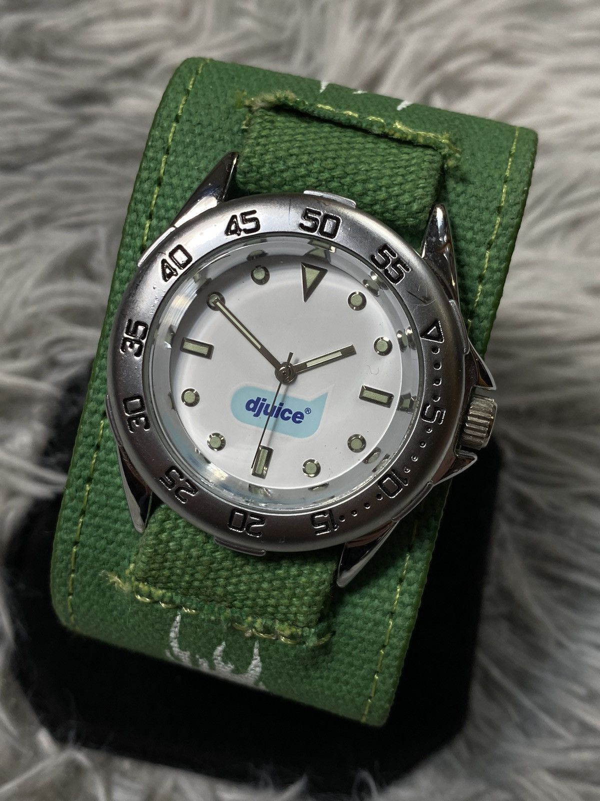 Jewelry × Vintage Vintage Djuice Promo Watch Green Canvas Strap Japanese Brand Size ONE SIZE - 4 Thumbnail