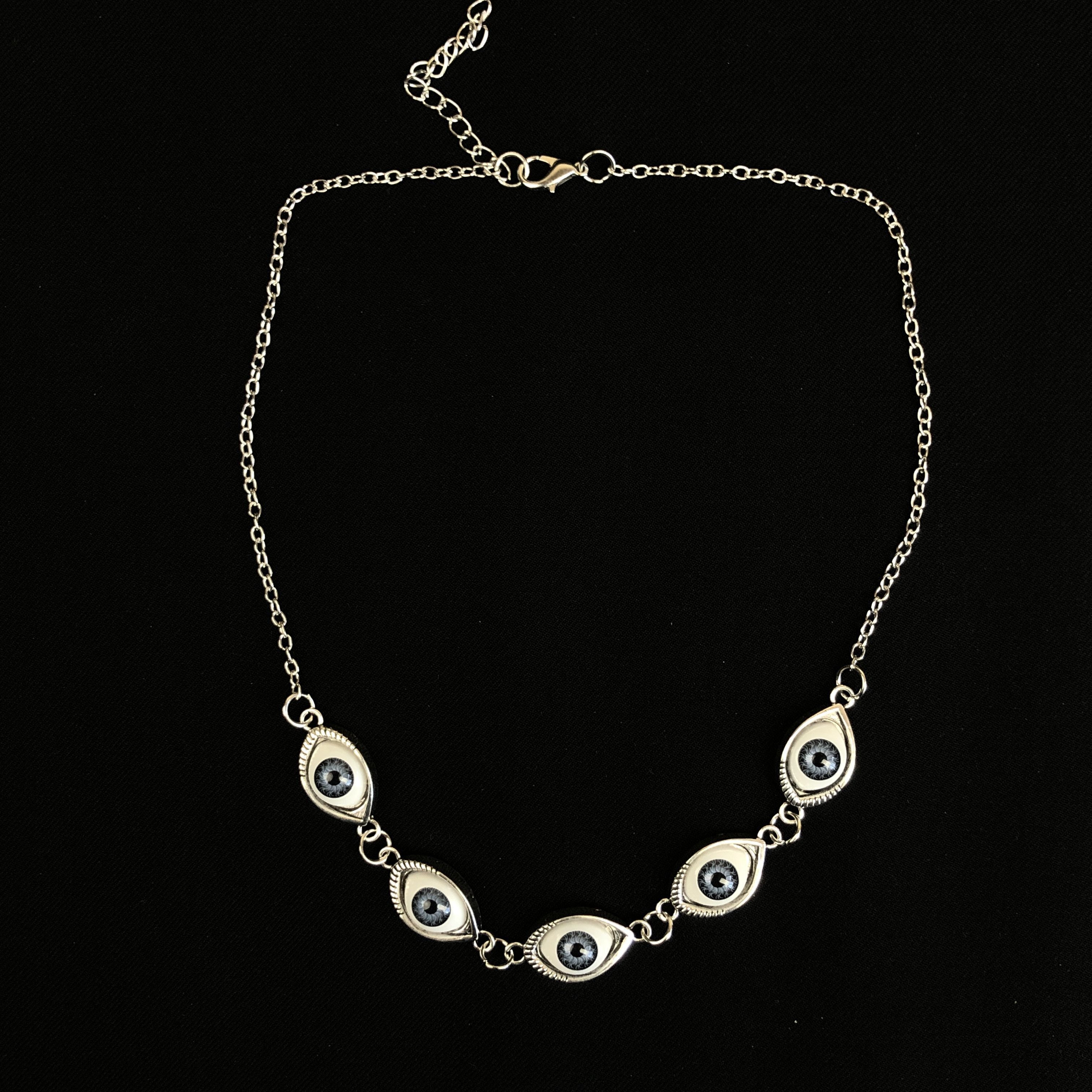 Jewelry Eye Ball Necklace Punk Grunge Chain Size ONE SIZE - 2 Thumbnail