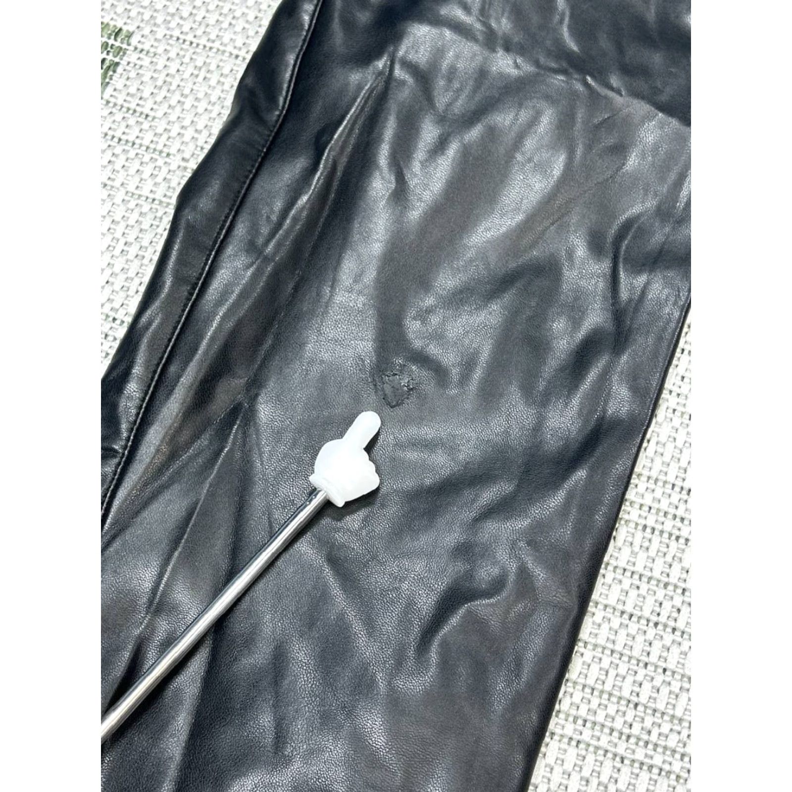 Abercrombie & Fitch Abercrombie & Fitch The 90s Straight Leg High Rise 27 Black Faux Leather Pants Women Regular XS? Size ONE SIZE - 3 Thumbnail