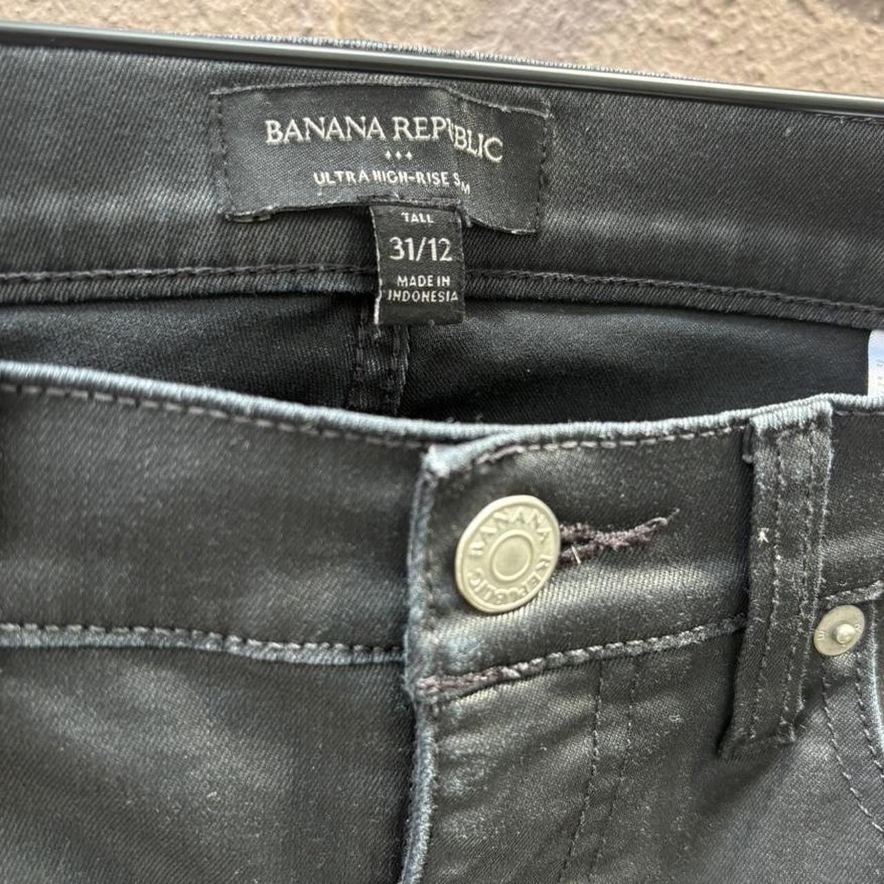 Banana Republic Y2K Banana Republic Grunge Slim Black Waxed Denim Jeans Size 34" / US 12 / IT 48 - 3 Thumbnail