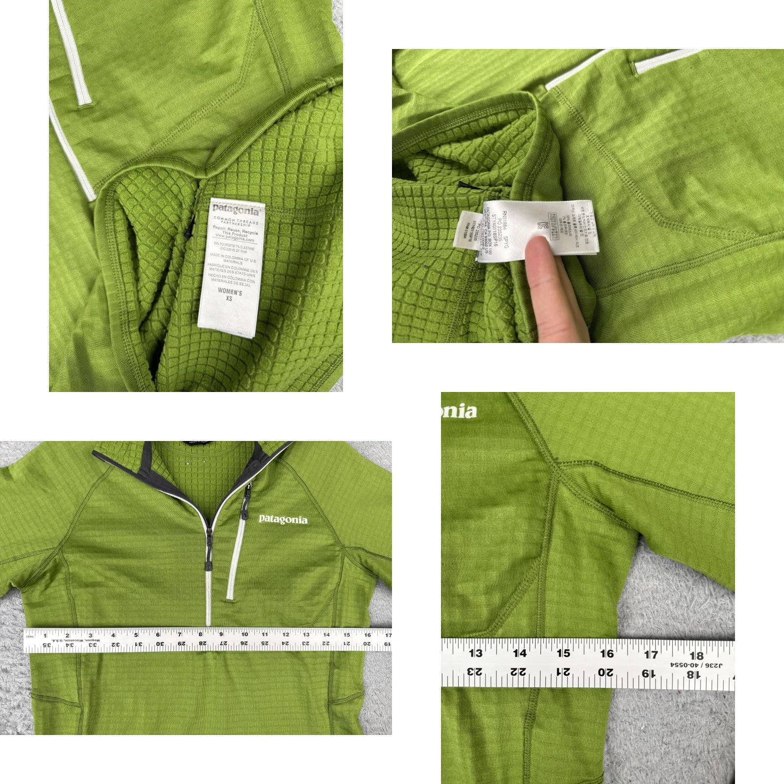 Patagonia Patagonia R1 Sweater Womens XS Green Polartec Power Grid Baselayer Pullover Mock Size XS / US 0-2 / IT 36-38 - 8 Thumbnail