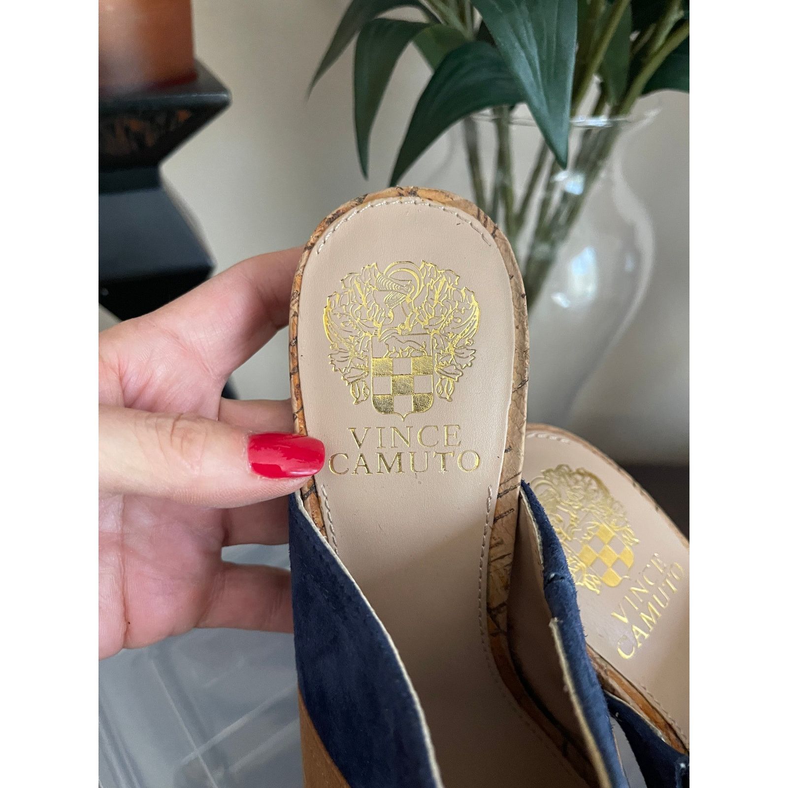 Vince Camuto VINCE CAMUTO Color-Block Suede Cork-Heel Mules – Size 7 Size US 7 / IT 37 - 4 Thumbnail