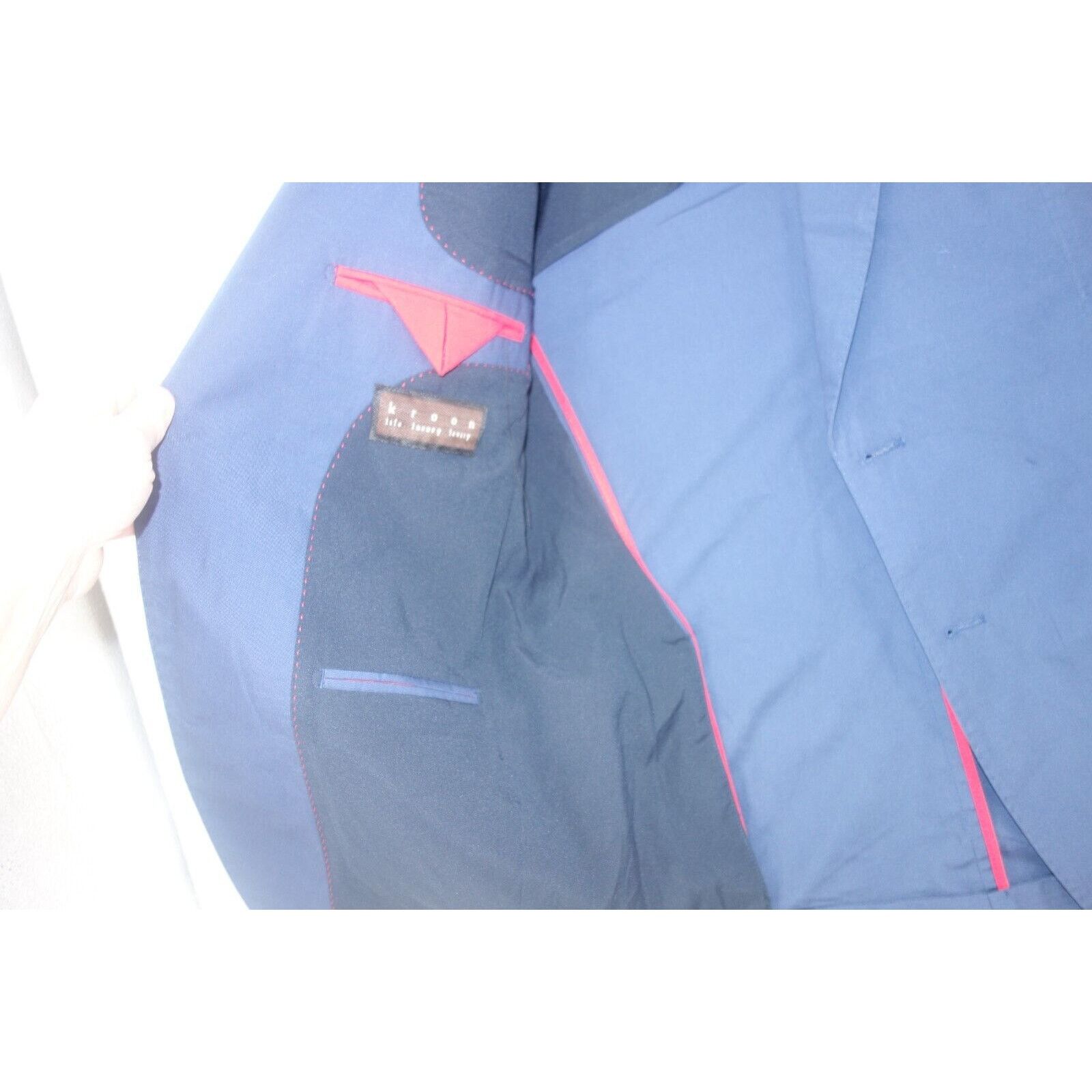 Other NEW Kroon Irons Blue Poplin Lined Suit Jacket & Pants Size 36R - 8 Thumbnail