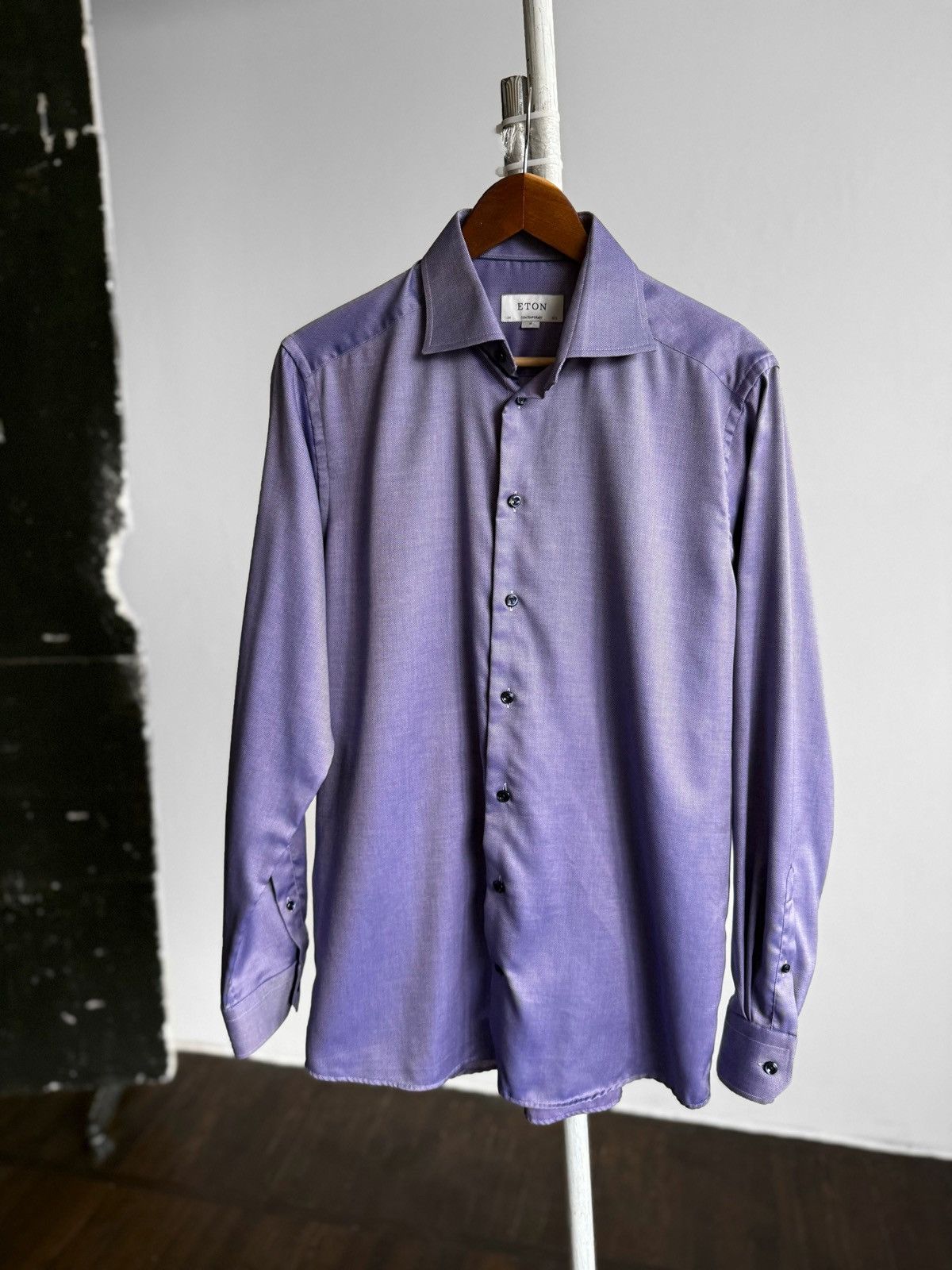 Eton Eton Purple Contemporary Fit Long Sleeve Button Up Shirt Size US M / EU 48-50 / 2 - 1 Thumbnail