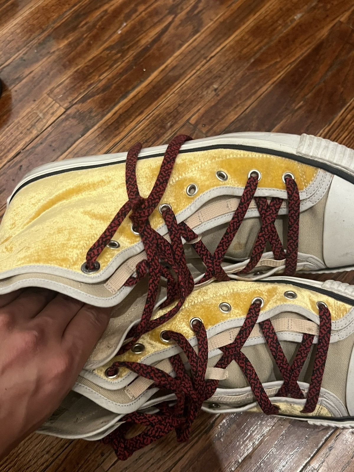 Lanvin Yellow velvet sneakers Size US 11 / EU 44 - 5 Thumbnail