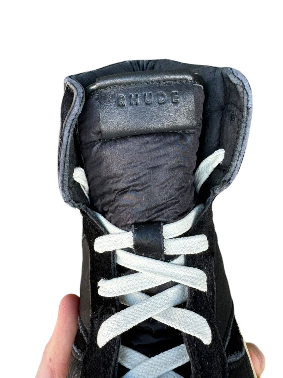 Rhude $595 Pony Hair Rhecess Vintage Distressed Hi Sneaker Leather Size US 9 / EU 42 - 11 Thumbnail