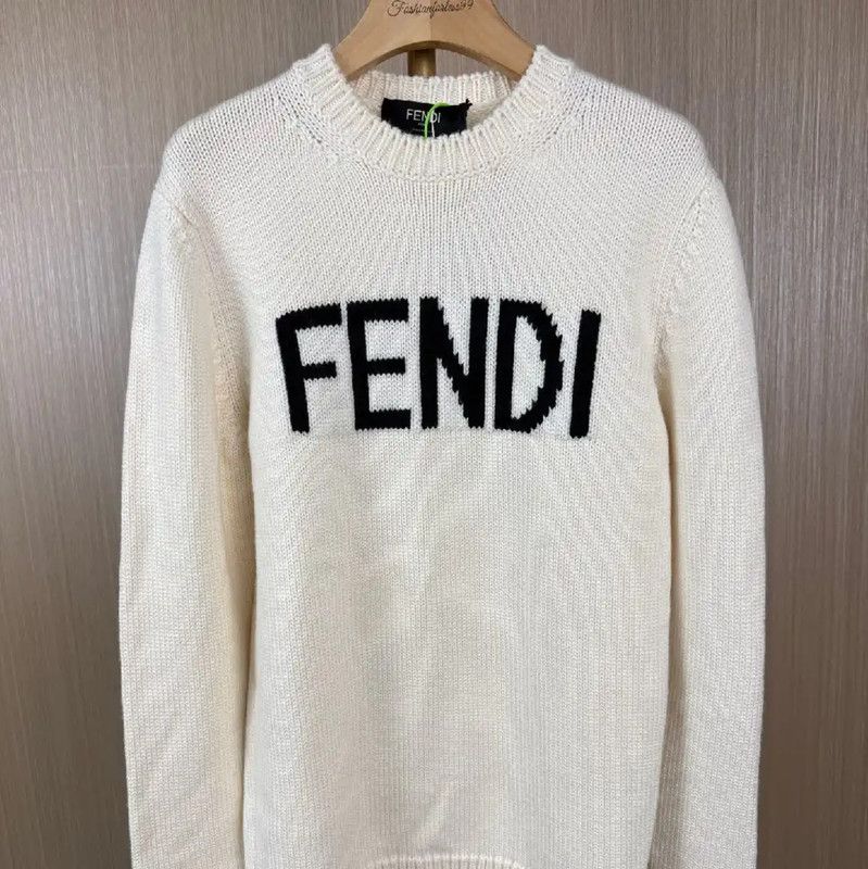Fendi Fendi White Wool Sweater for Women XL 0089 Size XL / US 12-14 / IT 48-50 - 1 Thumbnail