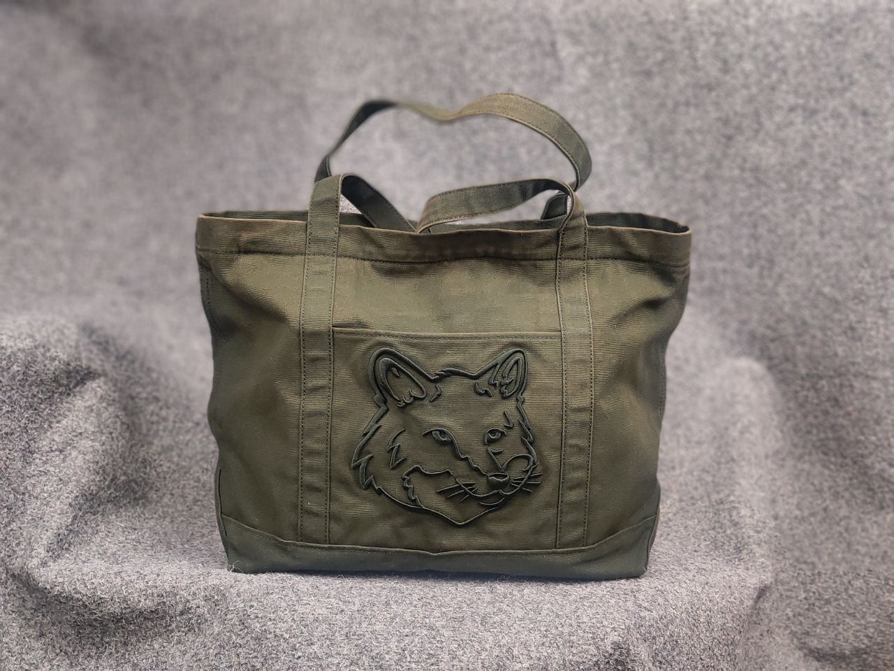 Maison Kitsune Maison Kitsuné Tote Fox Shopper Zip Bag Green Faded Color Size ONE SIZE - 1 Thumbnail