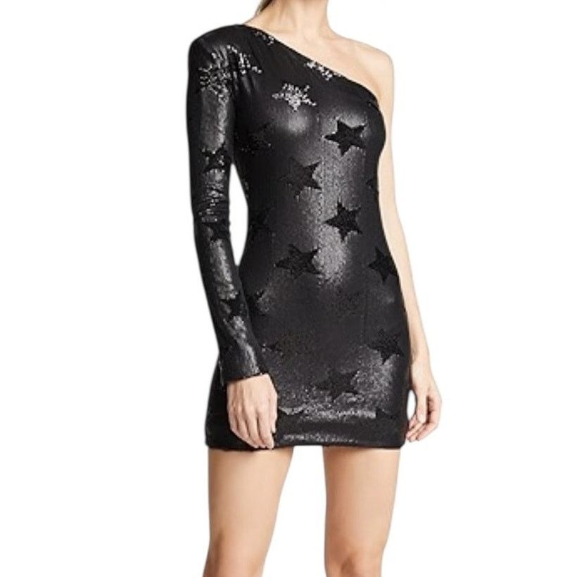 Rta RtA Edie Black One Shoulder Sequin Mini Dress Size 4 Luxury Size S / US 4 / IT 40 - 1 Thumbnail