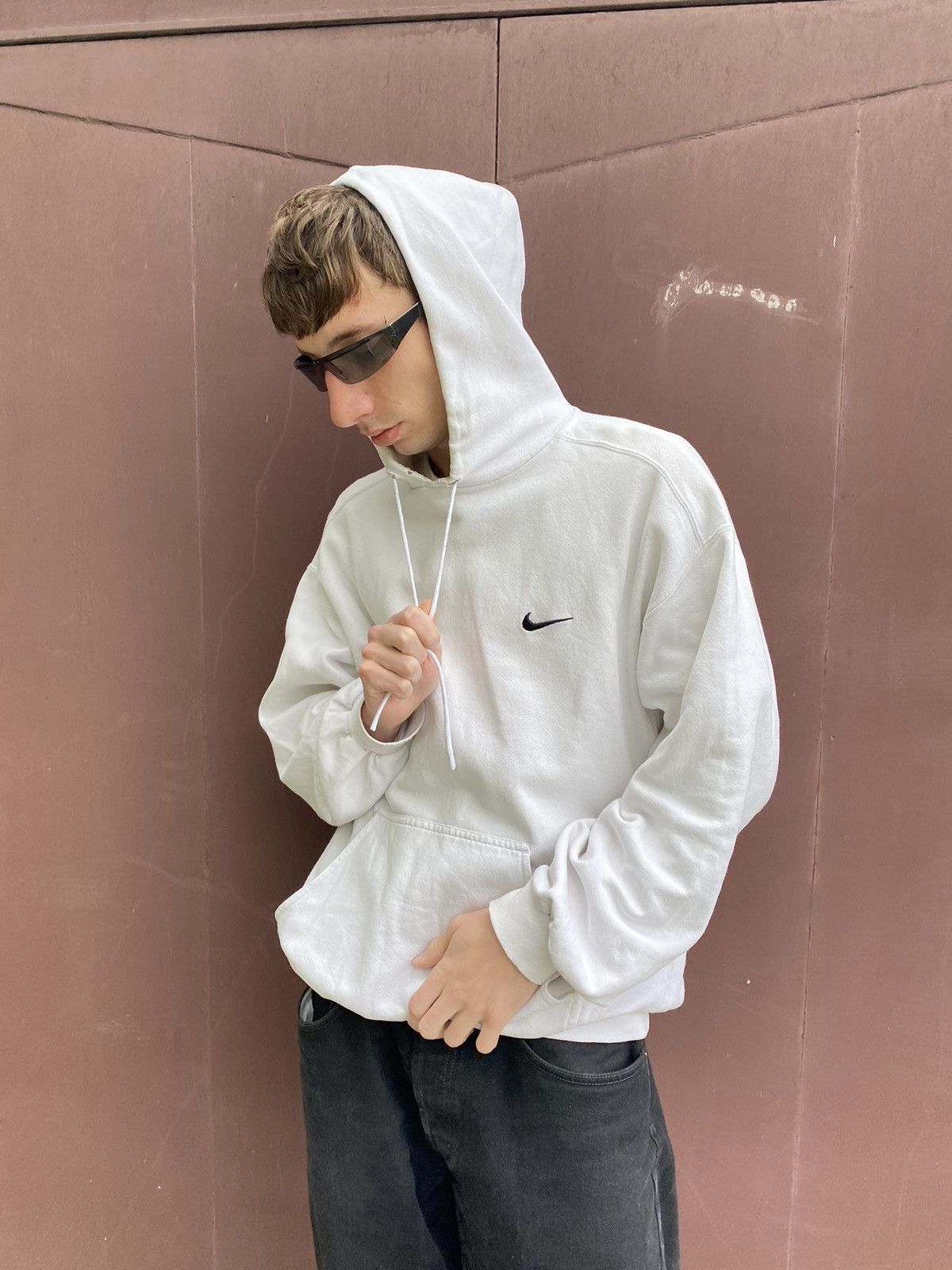 Nike × Vintage Vintage Nike Y2K Baggy Boxy Hoodie basic swoosh Size US L / EU 52-54 / 3 - 12 Thumbnail
