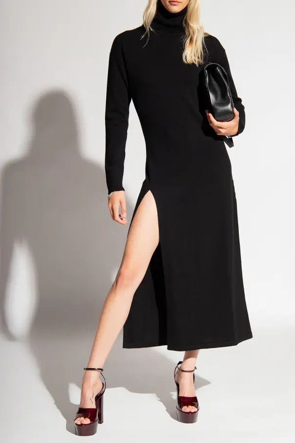 Saint Laurent Paris o1b1hav111124 Long Turtleneck Dress in Cashmere in Black Size XL / US 12-14 / IT 48-50 - 2 Thumbnail
