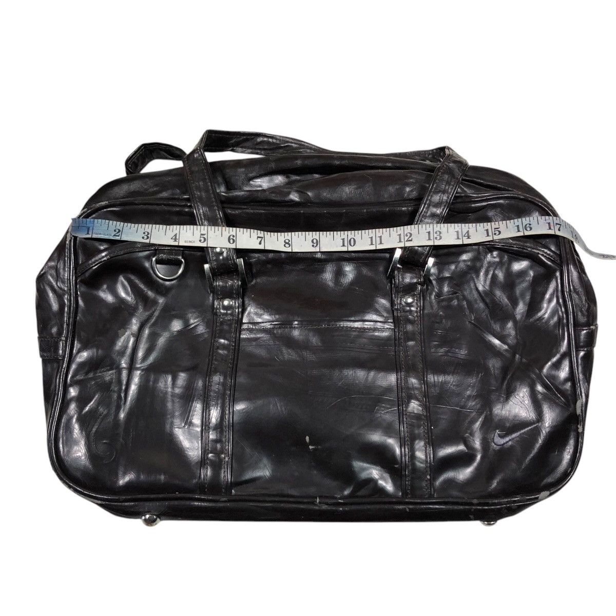 Nike 📌Vintage Soft Leather Hand Carry Luggage Nike Big Swoosh Size ONE SIZE - 14 Thumbnail