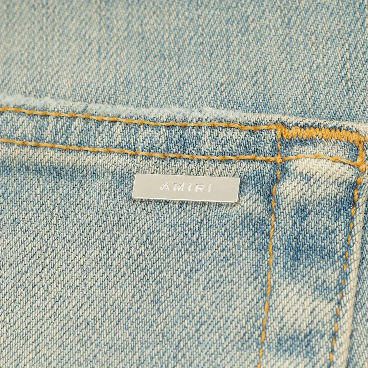 Amiri oc11z0225 Varsity Eagle Logo Jeans in Light Blue Size US 38 / EU 54 - 6 Thumbnail