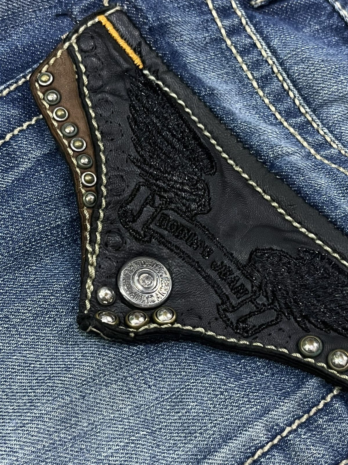 Asspizza × Robins Jeans 🔥Robin's Jean Studded Flap Distressed Denim USA Made (W33) Size US 33 - 15 Thumbnail