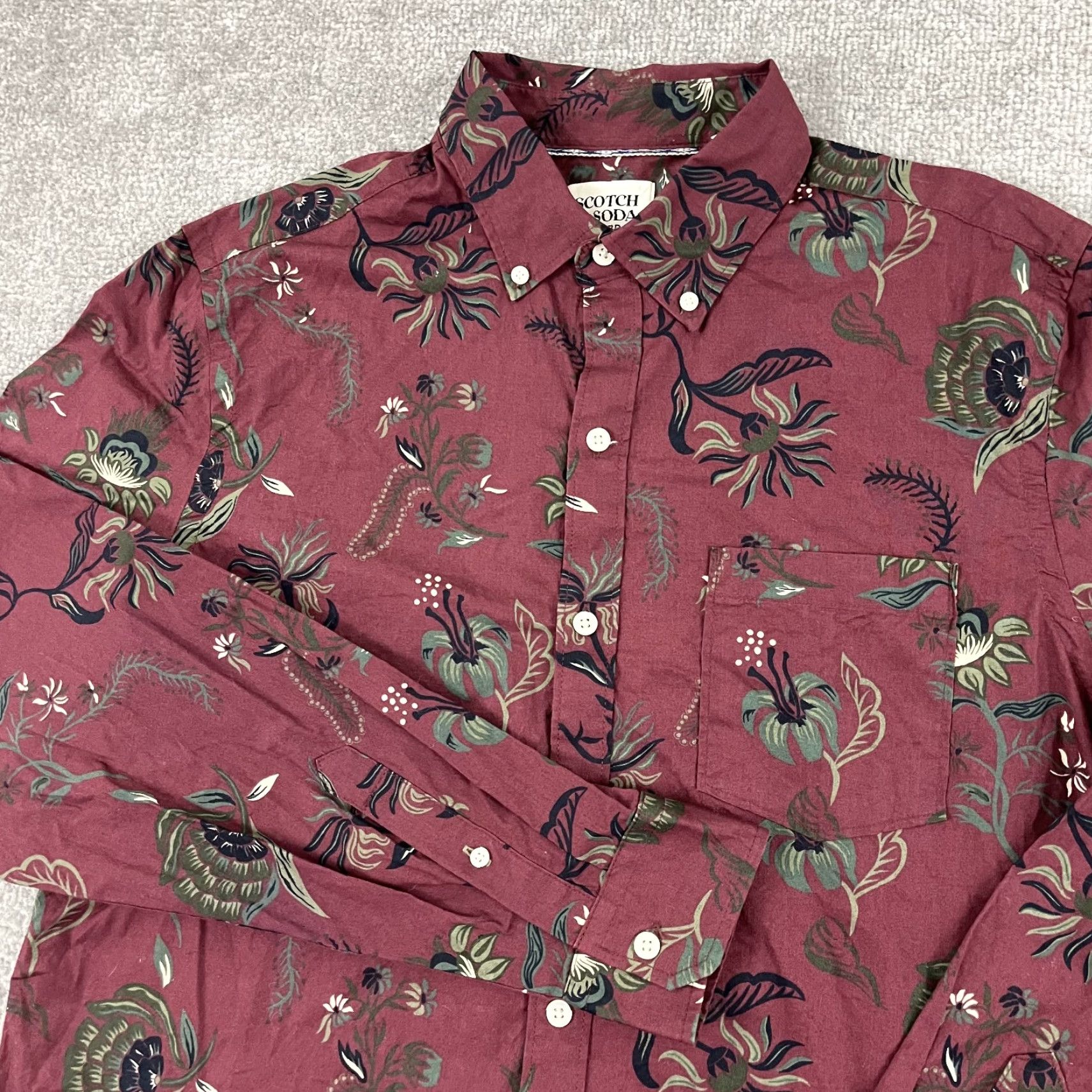 Scotch & Soda Scotch & Soda Red Floral Button-Up Shirt Mens Medium Long Sleeve Preppy Casual Size US M / EU 48-50 / 2 - 3 Thumbnail