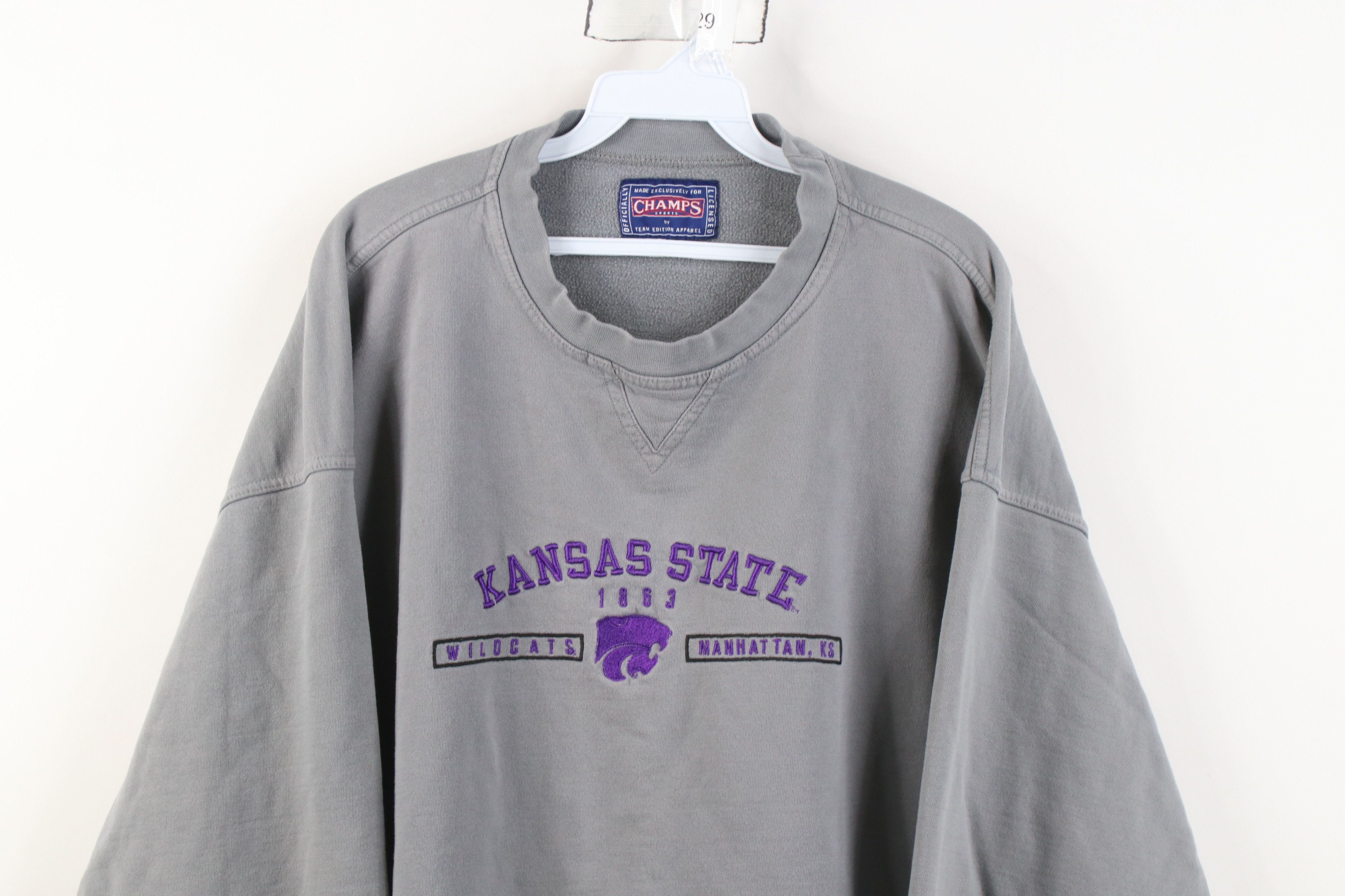 Vintage Vintage 90s Kansas State University Crewneck Sweatshirt Gray Size US XXL / EU 58 / 5 - 2 Thumbnail