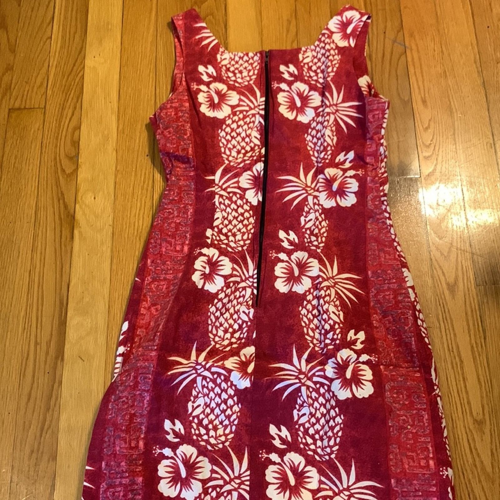 Vintage 80’s Hawaiian long sleeveless shift dress pineapple motif Size S / US 4 / IT 40 - 2 Thumbnail