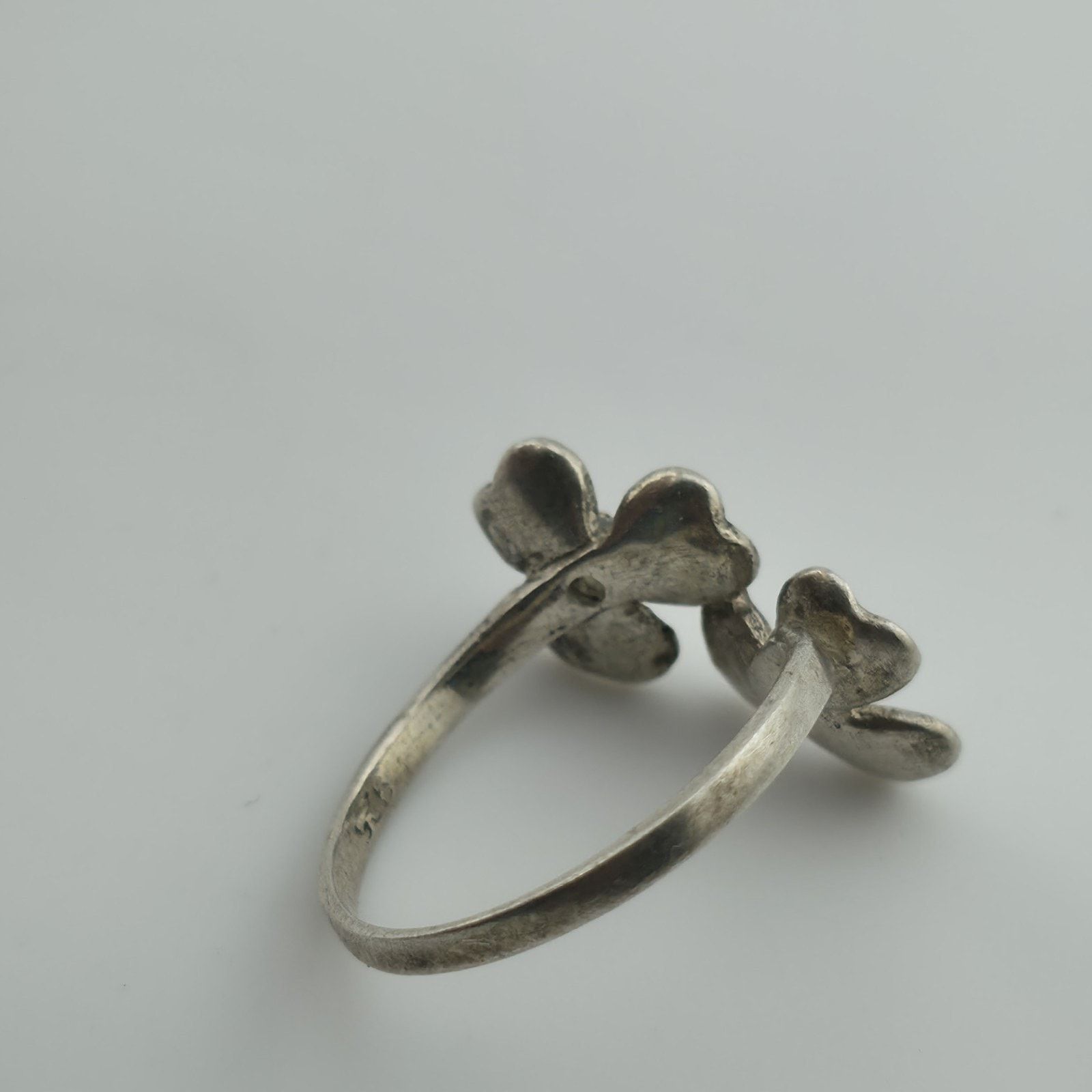 Other Sterling Silver Flower Ring Clear Stone Double Blossom 5.5 Size ONE SIZE - 4 Thumbnail