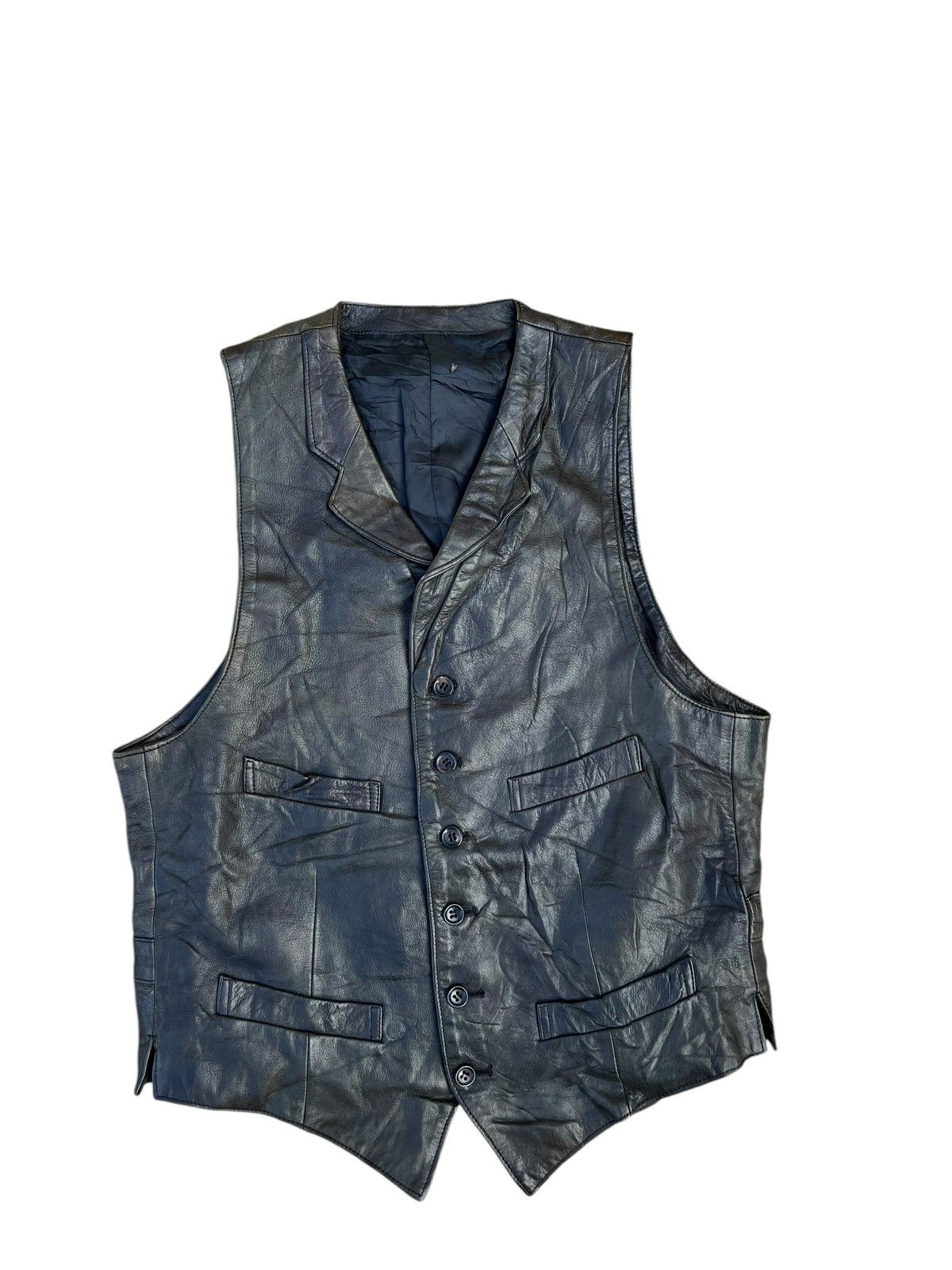 Comme des Garcons Vintage 80s 90s Homme CDG Patina Black Leather Vest Size US S / EU 44-46 / 1 - 1 Thumbnail