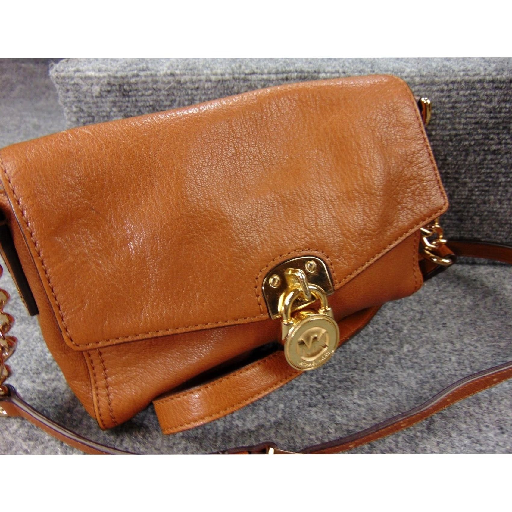 Michael Kors Michael Kors Hamilton Crossbody Bag Brown Leather Small Lock Chain Strap Clutch Wristlet Size ONE SIZE - 2 Thumbnail