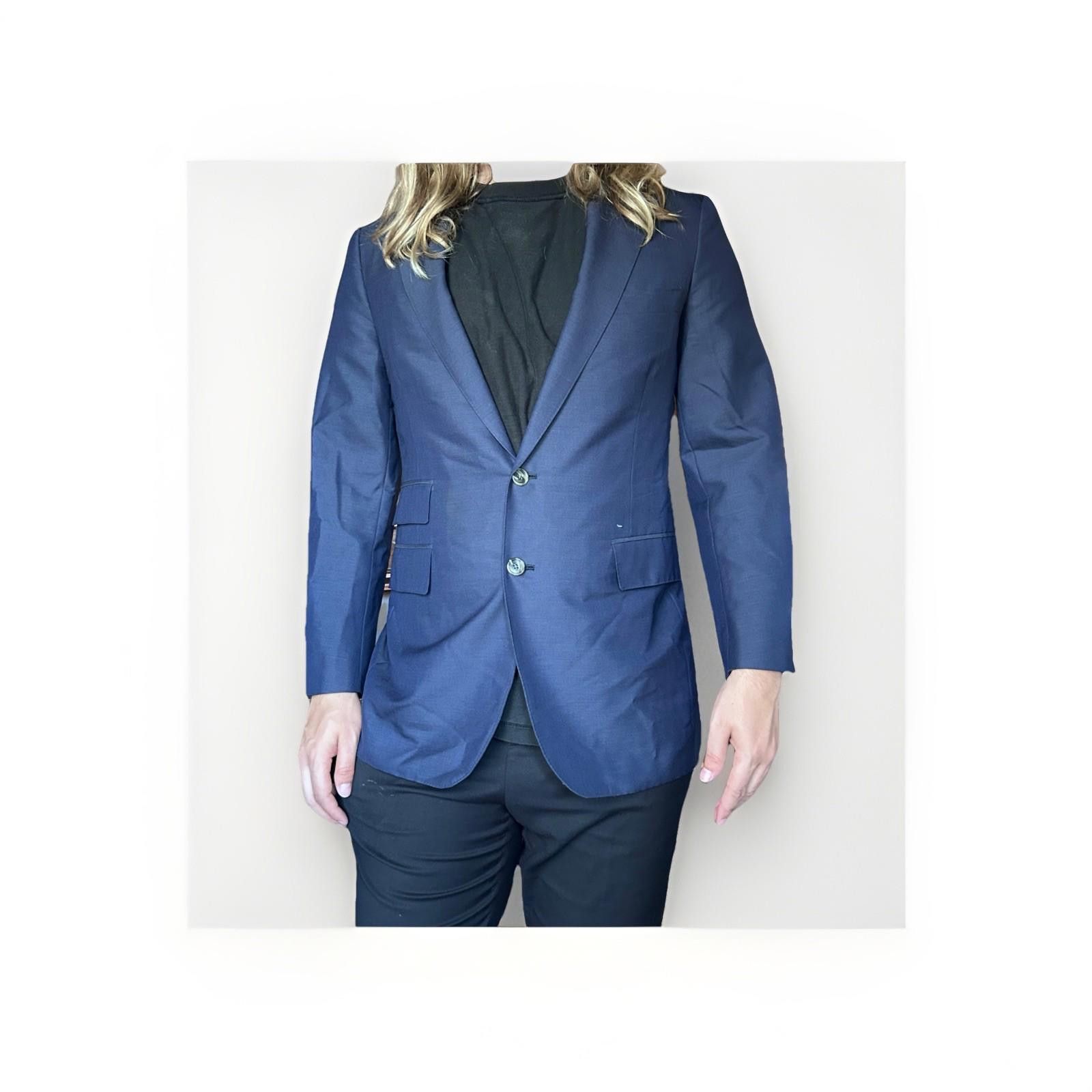 Ned Bespoke Navy Blazer Scabal Finest Mohair Coat 36R