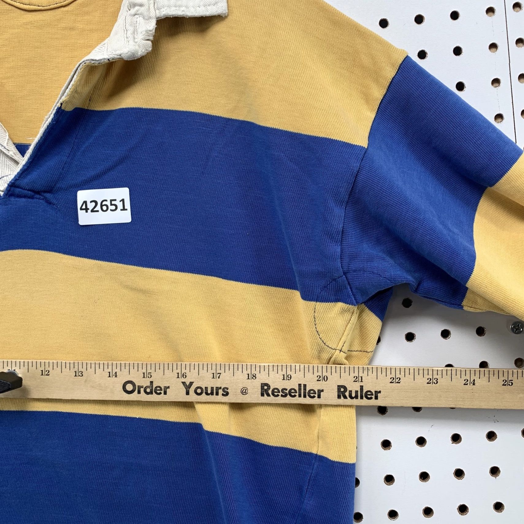 Vintage VINTAGE Rugby Polo Shirt Mens Striped Cotton Blue Yellow Size US XXL / EU 58 / 5 - 4 Thumbnail