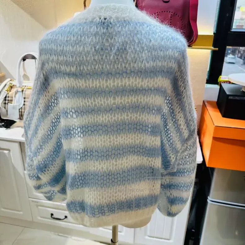 Loewe Loewe Light blue knitted sweater with big logo round neck, Size S / US 4 / IT 40 - 2 Thumbnail