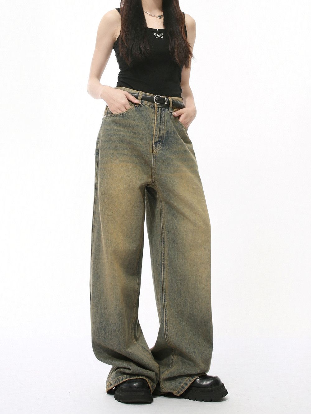 Vintage Men's vintage distressed washed wide-leg jeans Size US 32 / EU 48 - 3 Thumbnail