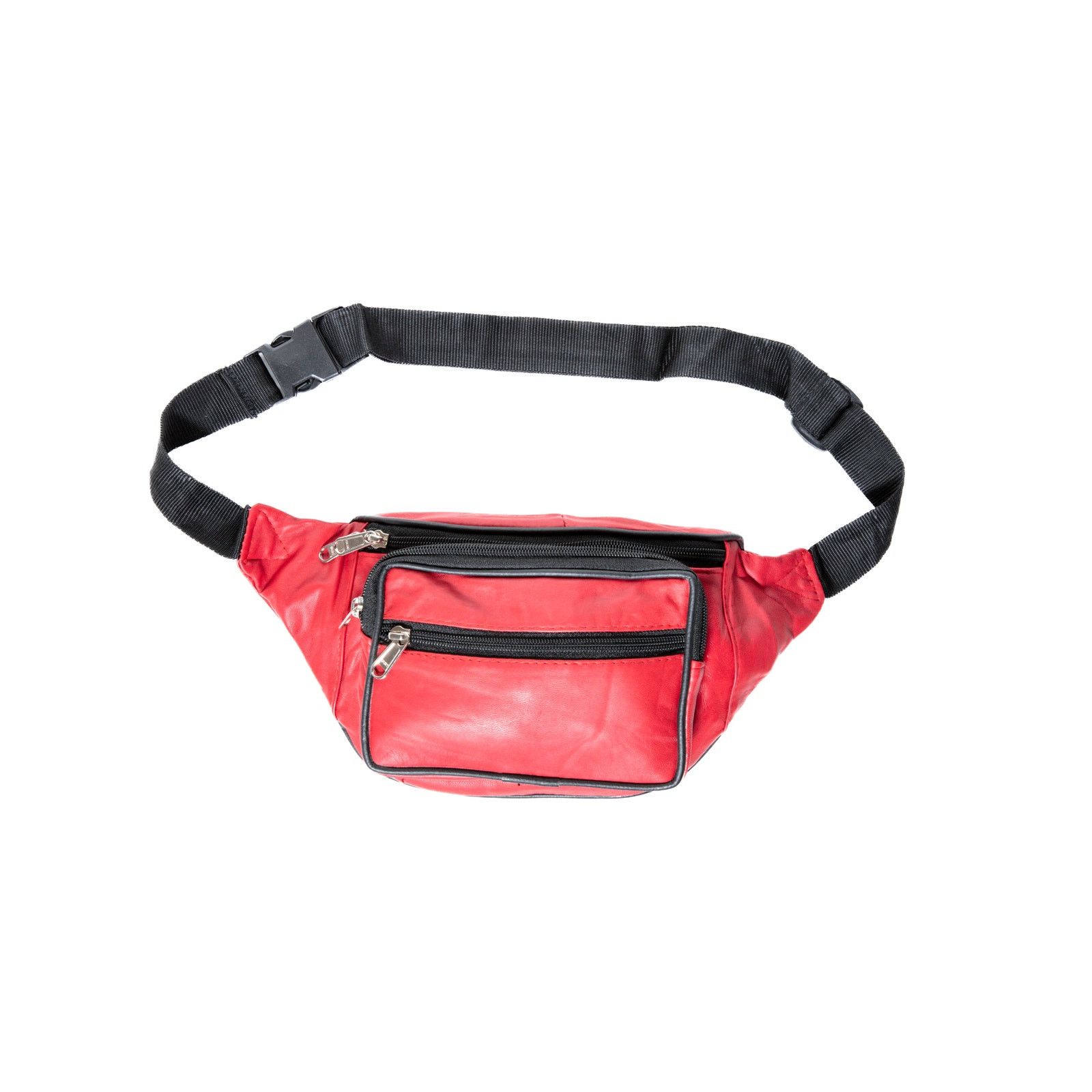 Other Red Leather Fanny Pack with Multiple Zipper Pockets Size ONE SIZE - 1 Thumbnail