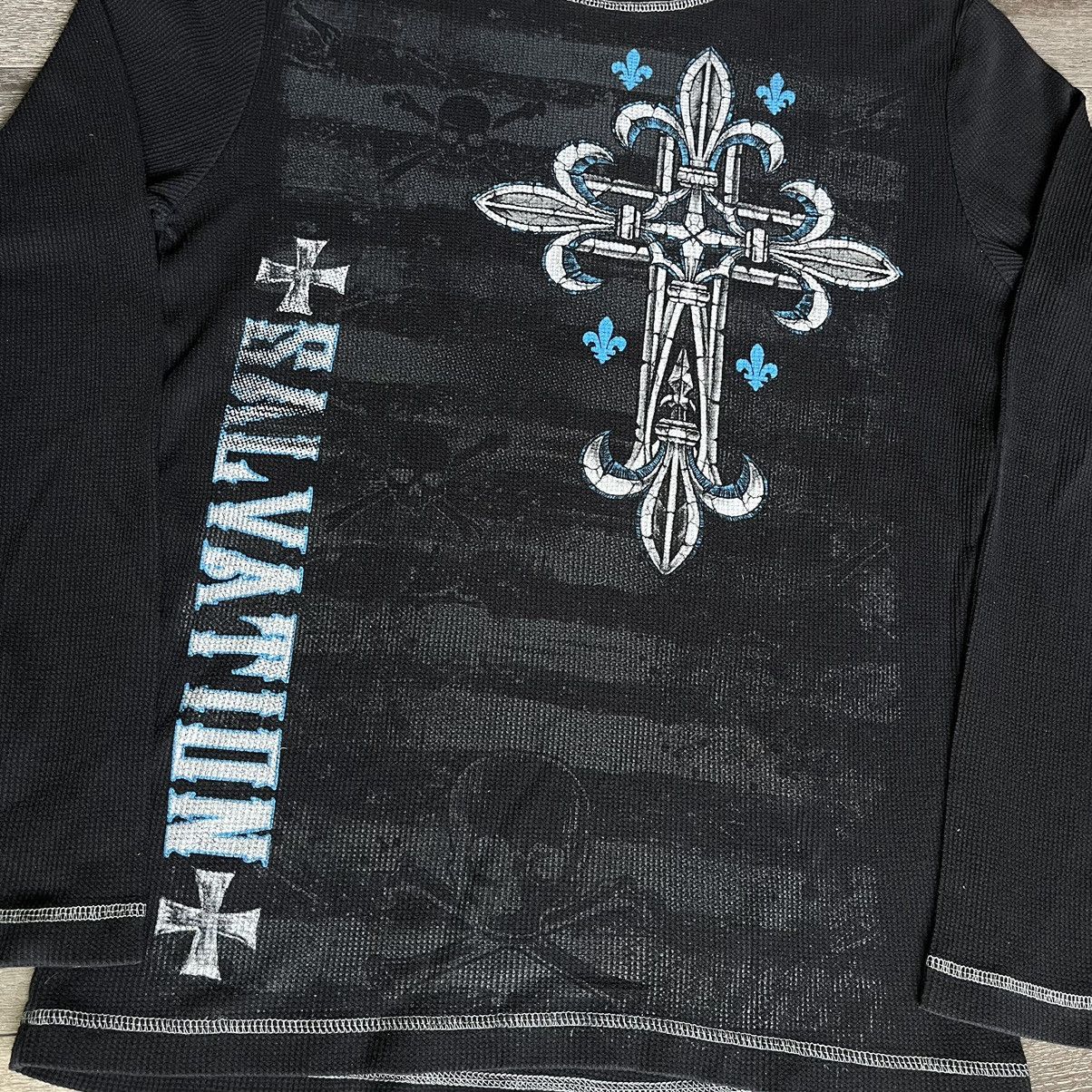 Affliction Vintage 2000s Salvation Cross Wings Thermal Longsleeve Tee Size US M / EU 48-50 / 2 - 3 Thumbnail