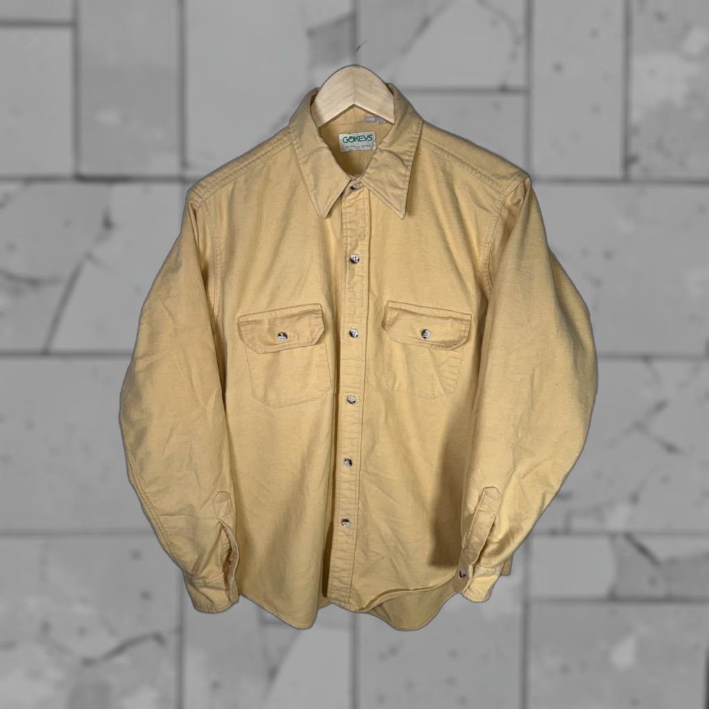 Vintage VINTAGE gokey Button Up SHIRT MN USA MENS Yellow Cotton Chamois Flannel Heavyweight Pockets Long Sleeve Button-Up, Casual, Fall, Spring, Winter Mens Size US M / EU 48-50 / 2 - 1 Thumbnail